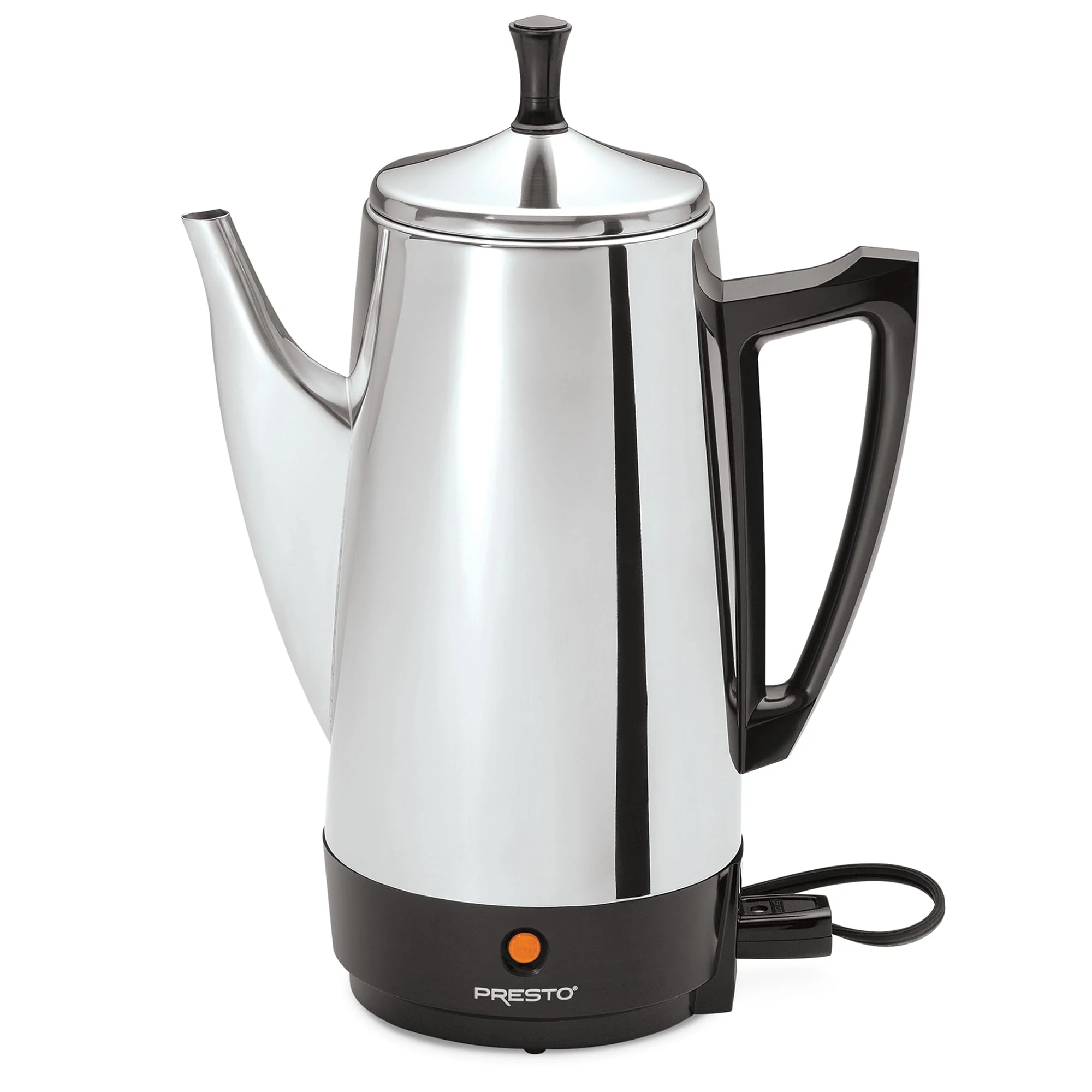 Presto 02811 Stainless Steel Electric Coffee Percolator - 12-Cups, Easy-Pour Spout, Stay-Cool Handle, Make 2-12 Cups product image