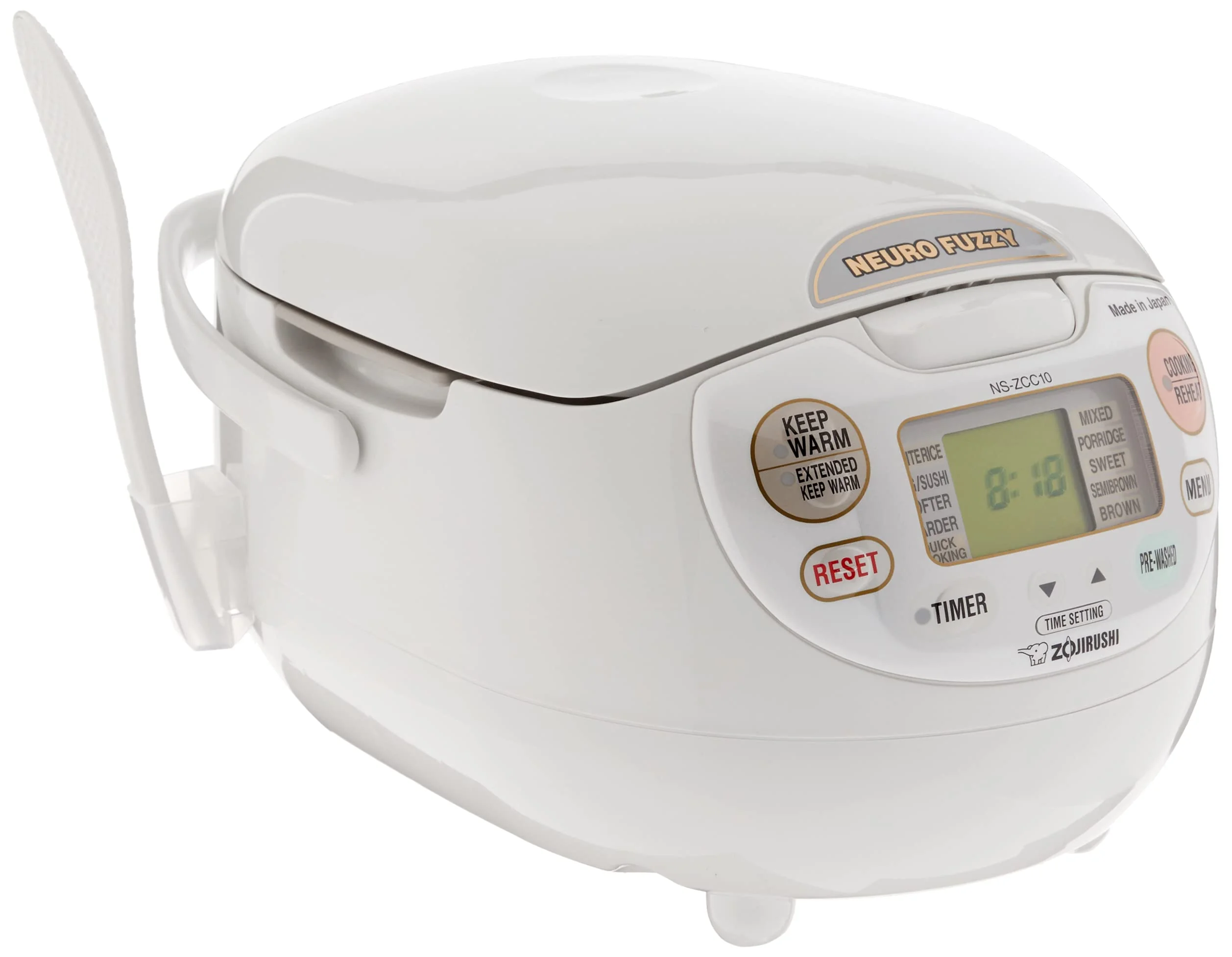 Zojirushi NS-ZCC10 5-1/2-Cup Neuro Fuzzy Rice Cooker and Warmer, Premium White product image