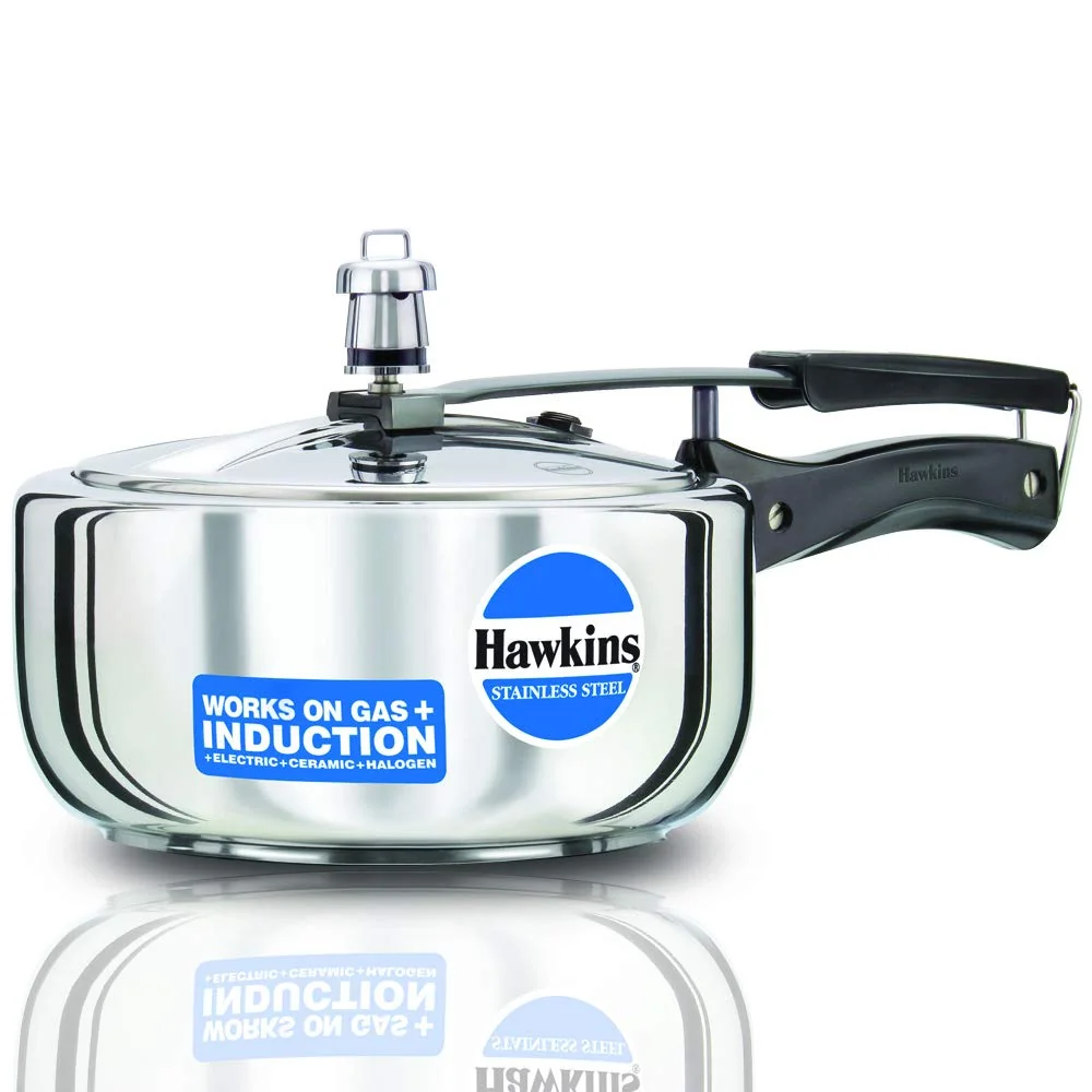Hawkins 3 Litre Inner Lid Pressure Cooker, Stainless Steel Cooker, Wide Design Pan Cooker, Induction Cooker, Silver HSS3W product image