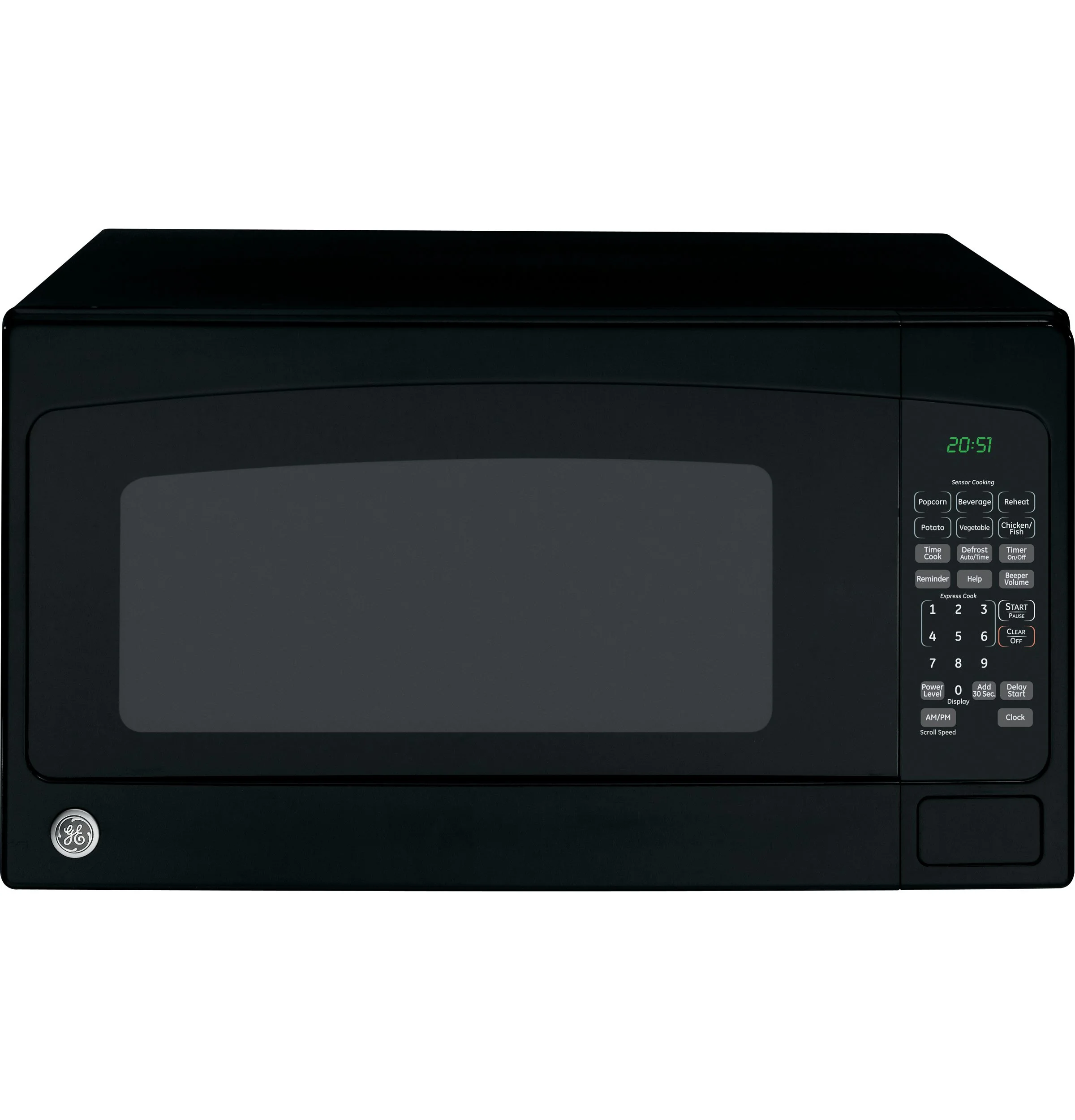 GE JES2051DNBB Countertop Microwave Oven, 1,200-watt Capacity, 2.0 Cubic Ft., 8 Auto Setting Cooking Settings, Kitchen Essentials for the Countertop, Dorm Room or Apartment, Black product image