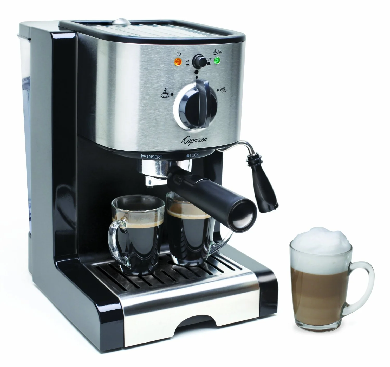 Capresso 116.04 Pump Espresso and Cappuccino Machine EC100, Black and Stainless, 46 oz product image