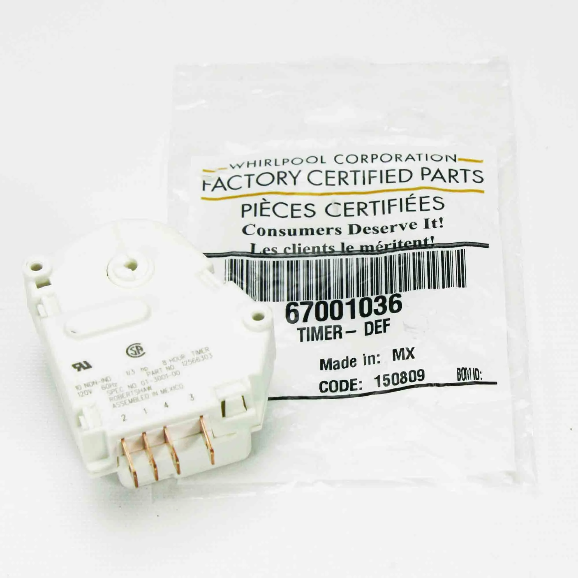 Whirlpool 67001036 Defrost Timer product image