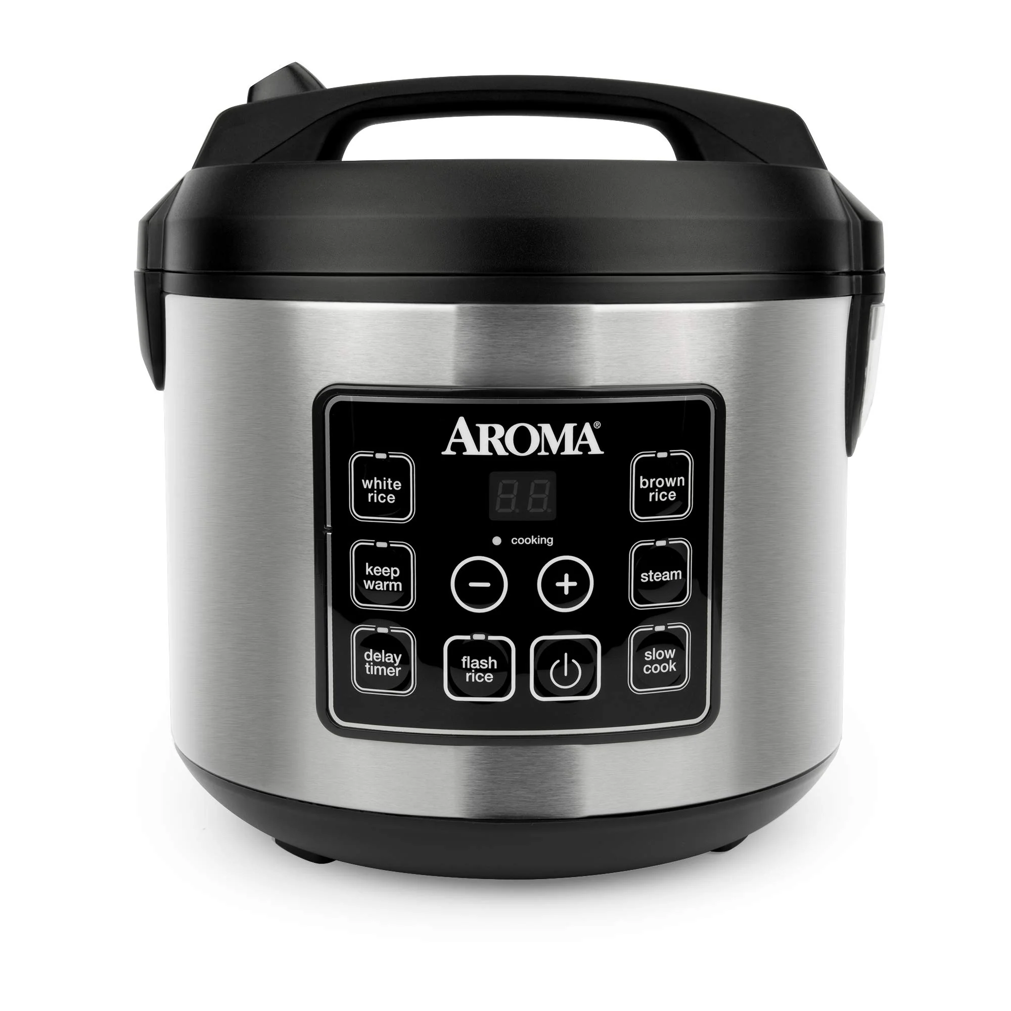 Aroma Housewares 20 Cup Cooked 10 cup uncooked Digital Rice Cooker, Slow Cooker, Food Steamer, SS Exterior ARC-150SB,Black product image