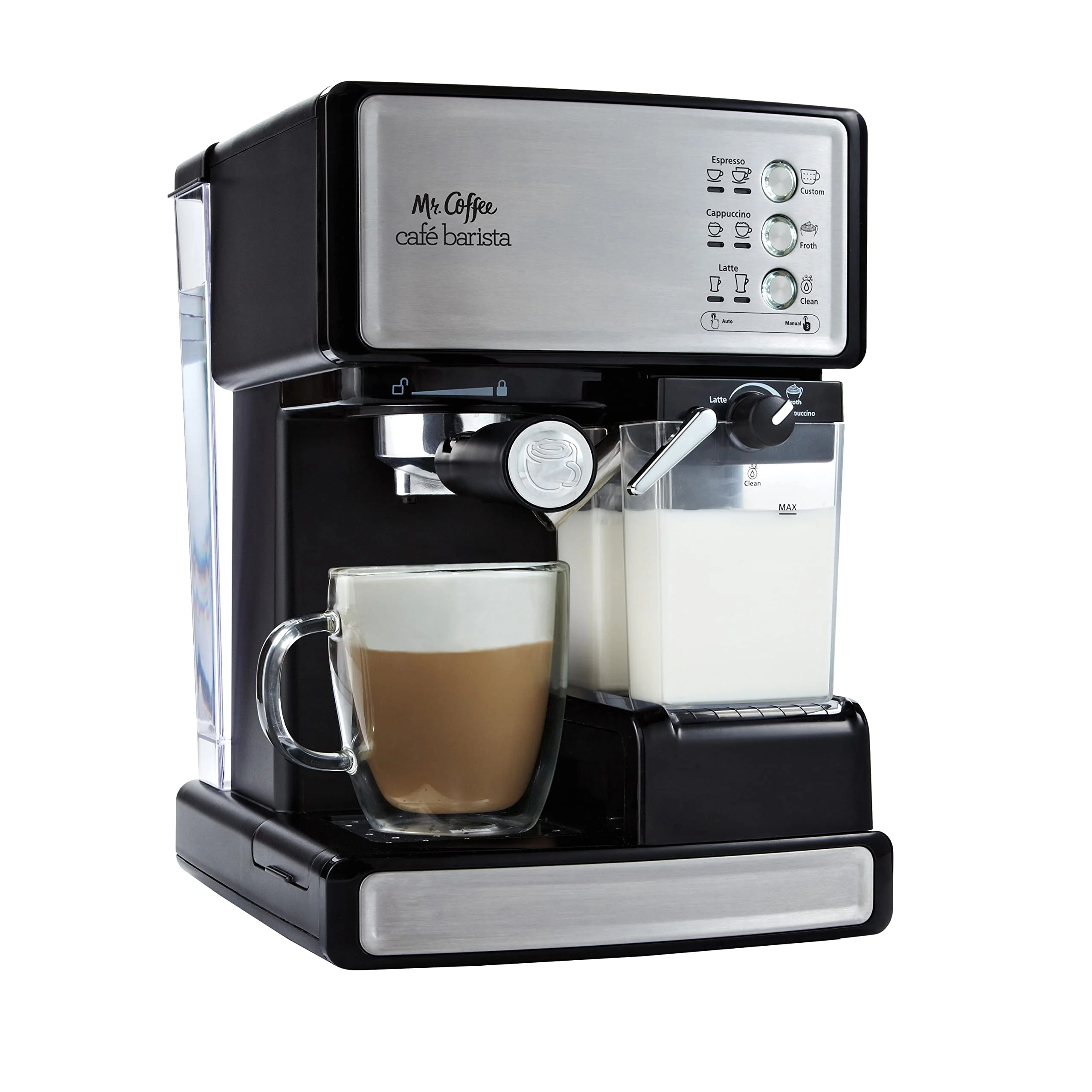 Mr. Coffee Espresso and Cappuccino Machine Stainless Steel Programmable Coffee Maker with Automatic Milk Frother 15-Bar Pump Ideal for Home Baristas product image