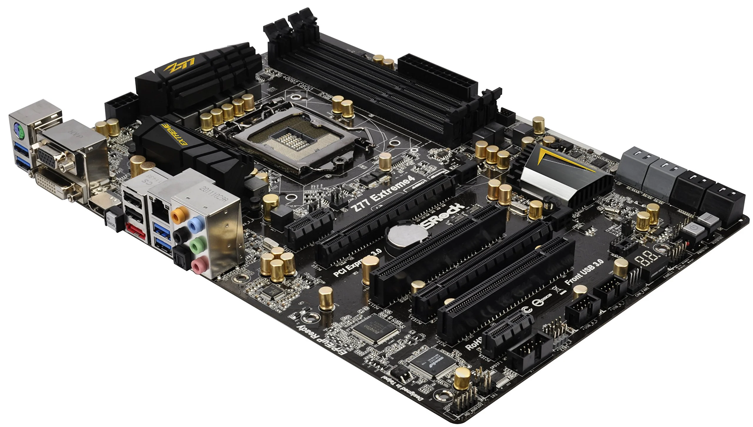 AS Rock Z77 EXTREME4 LGA1155/ DDR3/ SATA3 and USB3.0/ Quad CrossFireX and Quad SLI/ A and GbE/ ATX Motherboard product image