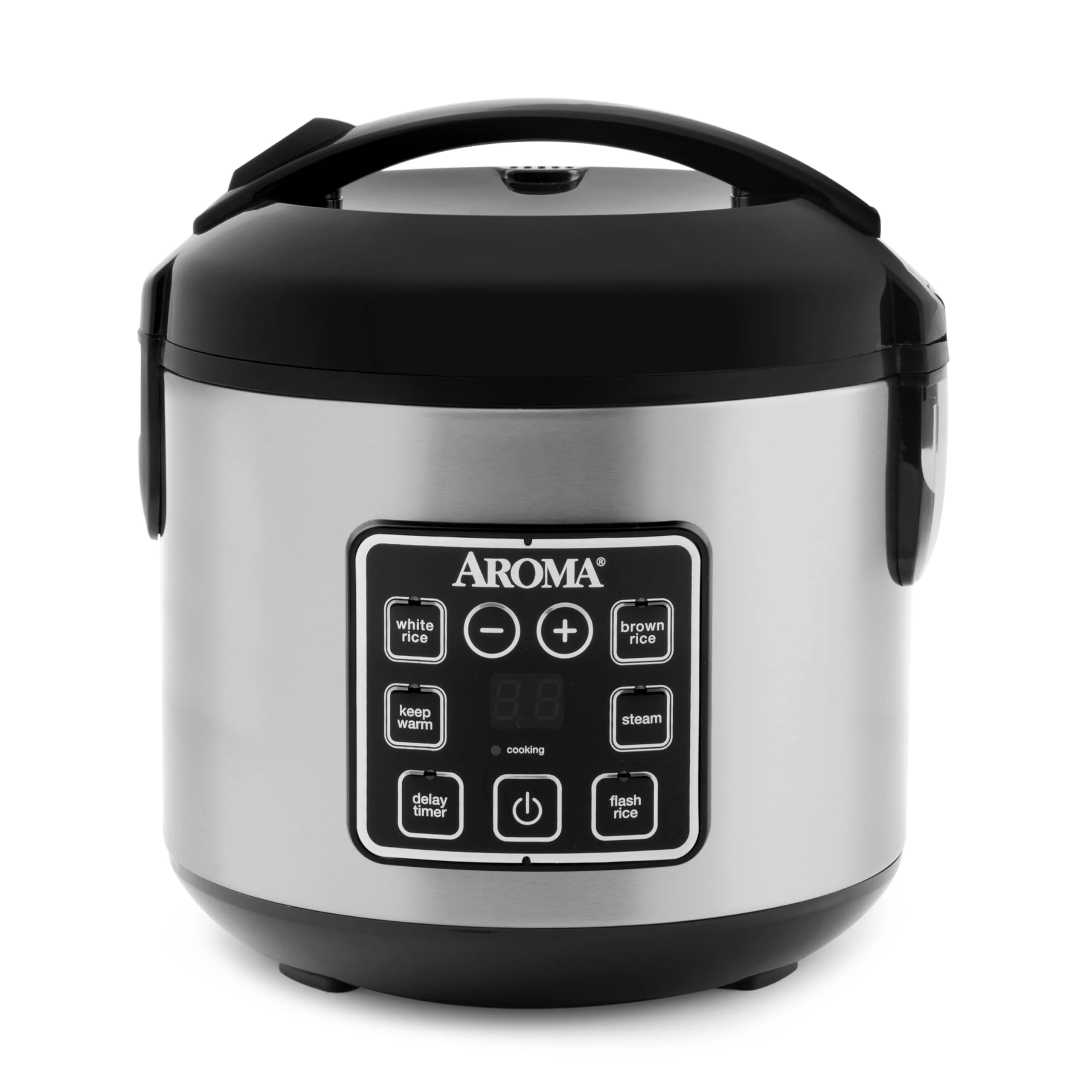 AROMA Digital Rice Cooker, 4-Cup Uncooked / 8-Cup Cooked, Steamer, Grain Cooker, Multicooker, 2 Qt, Stainless Steel Exterior, ARC-914SBD product image