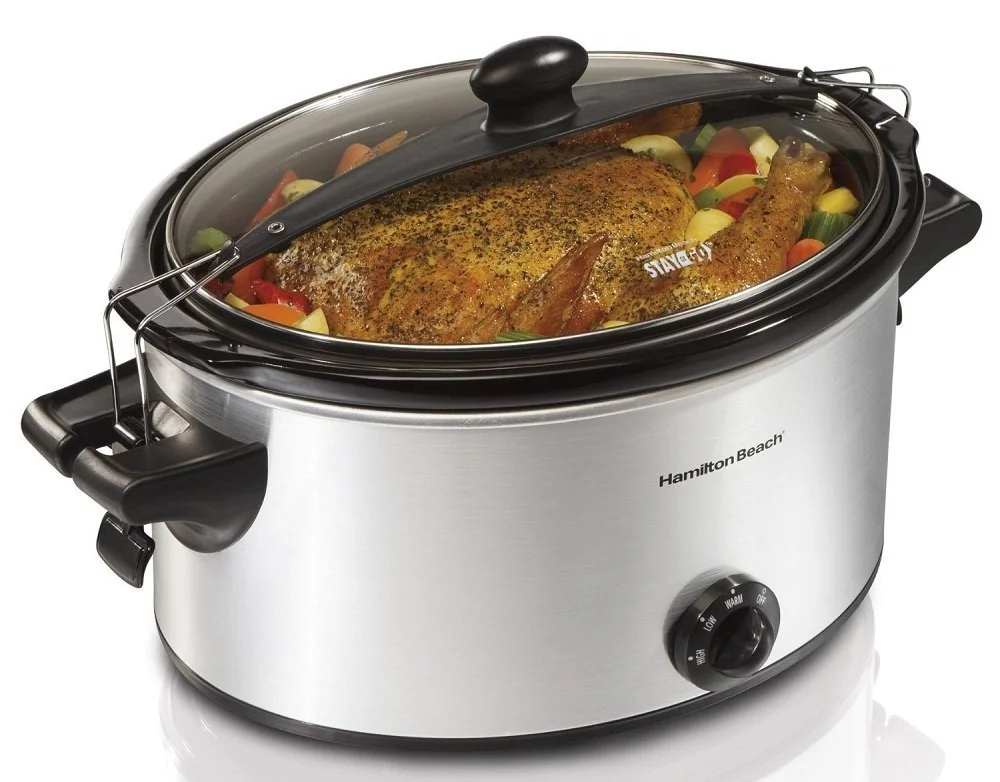 Hamilton Beach Stay Or Go Slow Cooker Oval 4 Lb., 6 Lb., 6 Qt. Glass Lid, Stainless Steel, Stoneware product image