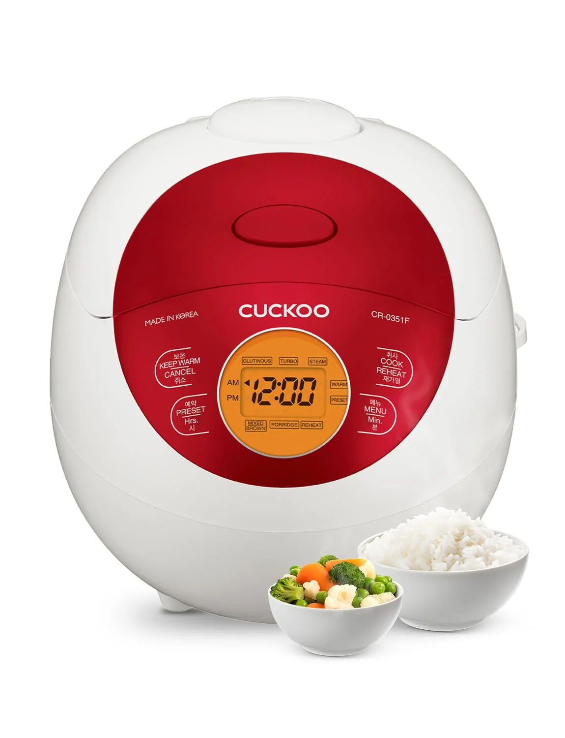 CUCKOO Micom Rice Cooker 3 Cup Uncooked / 6 Cup Cooked, Korean Fuzzy Logic Rice Cooker Small with Delay Timer & Keep Warm Setting, Versatile Food Steamer with Non-Stick Inner Pot, Red CR-0351F product image