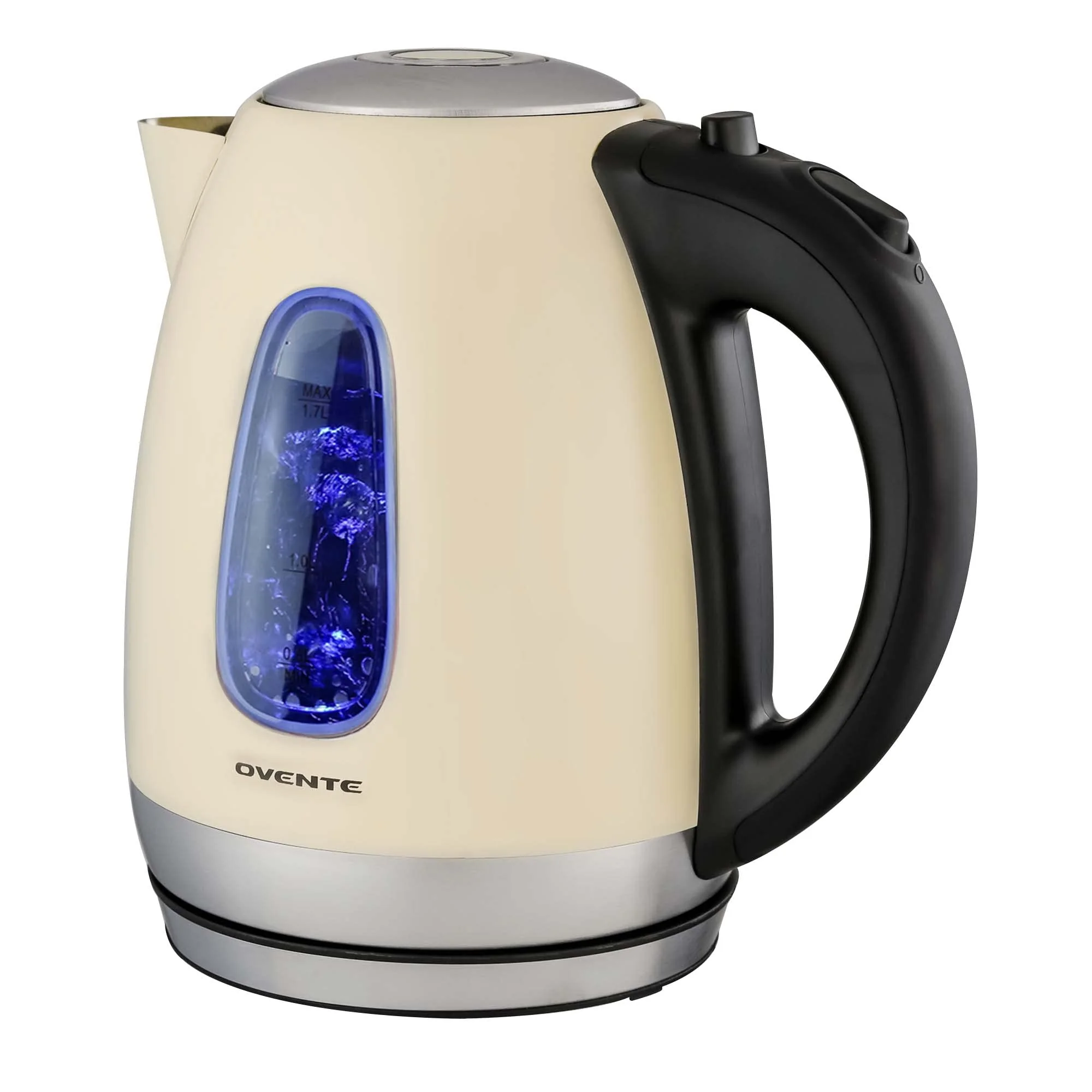 OVENTE Electric Kettle, 1.7L Stainless Steel Water Heater and Boiler for Coffee or Tea with BPA Free & Cordless Body, Auto Shut-Off, Boil-Dry Protection, LED Light and Removable Filter, Beige KS96BG product image