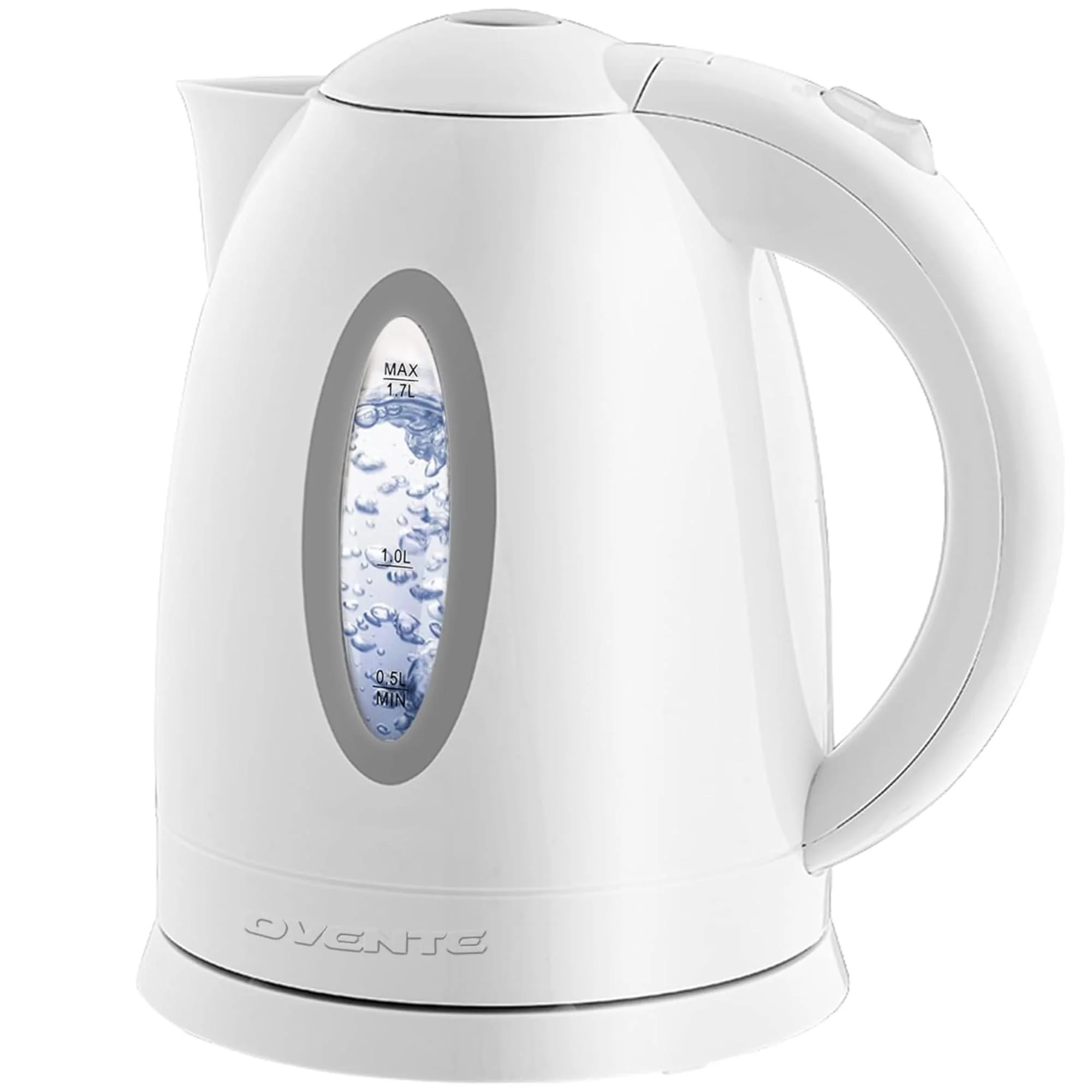 OVENTE Electric Kettle, 1.7L Fast Boiling Water Heater for Coffee or Tea, BPA Free with Water Level Gauge, Auto Shut-Off, Boil-Dry Protection, Indicator Light and Removable Filter, White KP72W product image