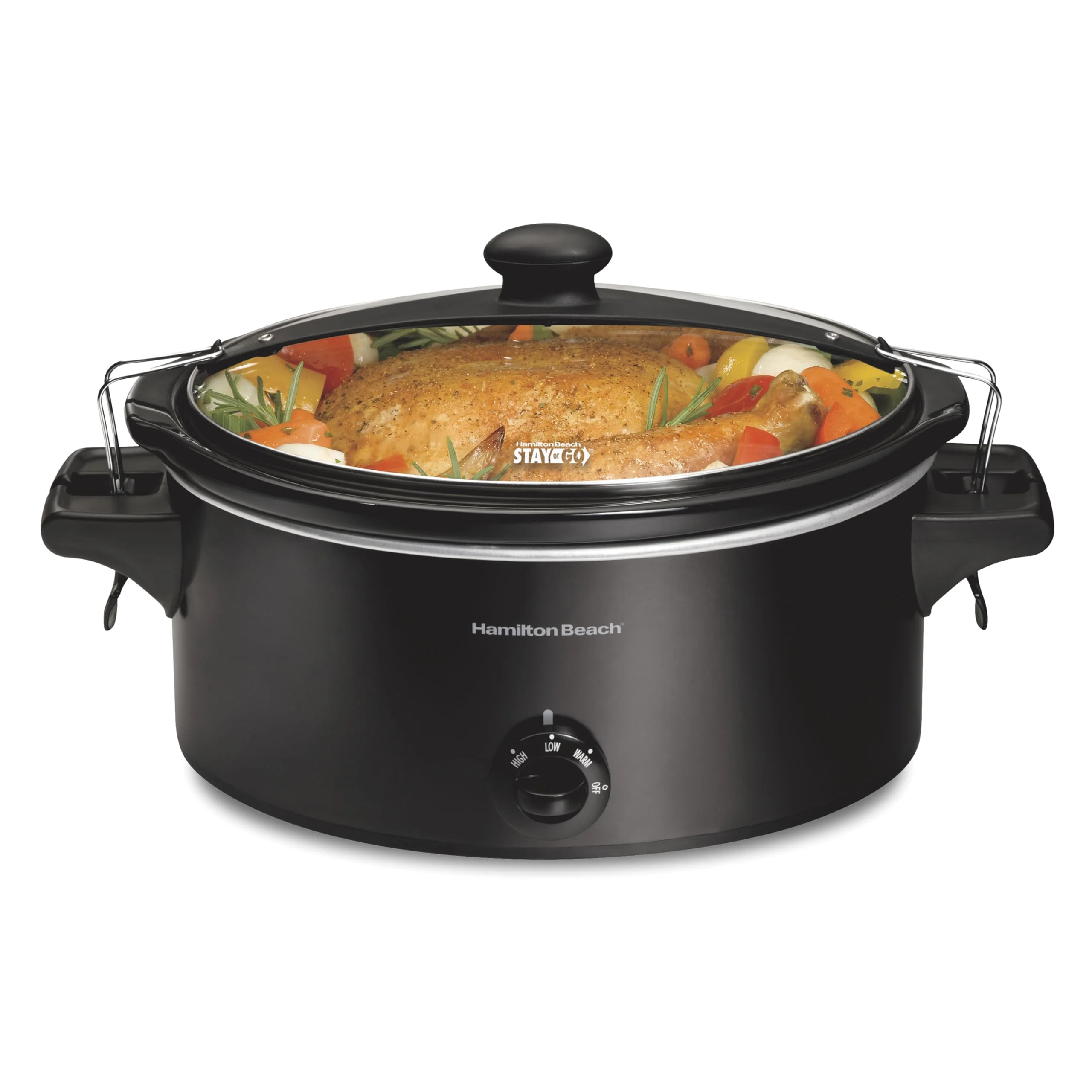 Hamilton Beach Stay or Go Portable Slow Cooker with Lid Lock, Dishwasher-Safe Crock, 6-Quart, Black 33261 product image