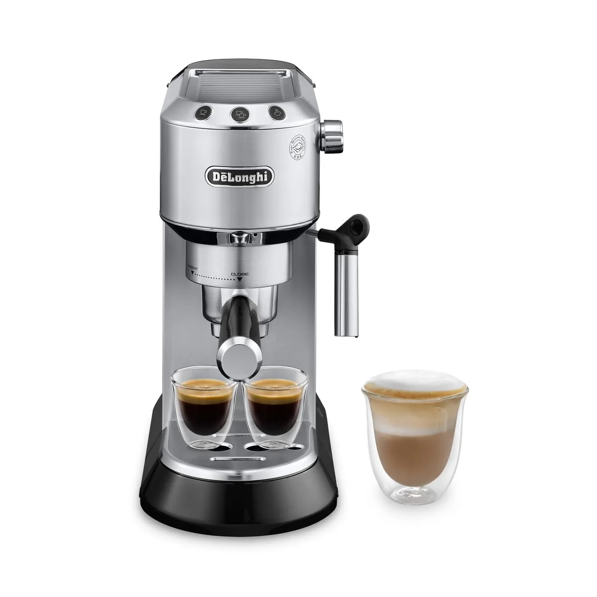 De’Longhi Dedica Espresso Machine with Manual Milk Frother, 15-Bar Pump & Adjustable Tray - Home Barista Coffee Maker for Espresso, Latte, Cappuccino & Iced Coffee - Italian Stainless Steel Design product image
