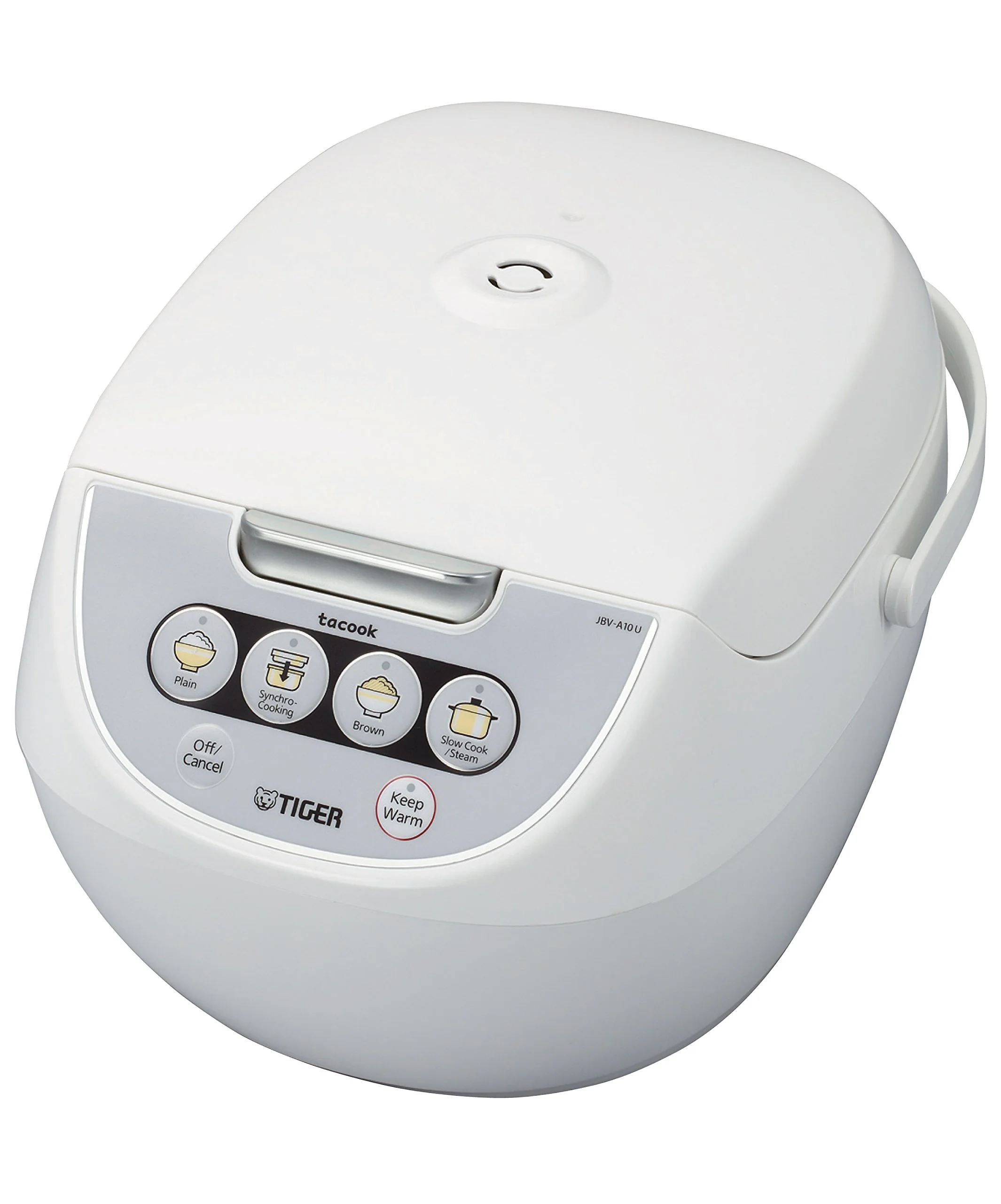 TIGER JBV-A10U 5.5-Cup Uncooked Micom Rice Cooker and Warmer with Tacook Food Steamer Cooking Tray Technology, White product image