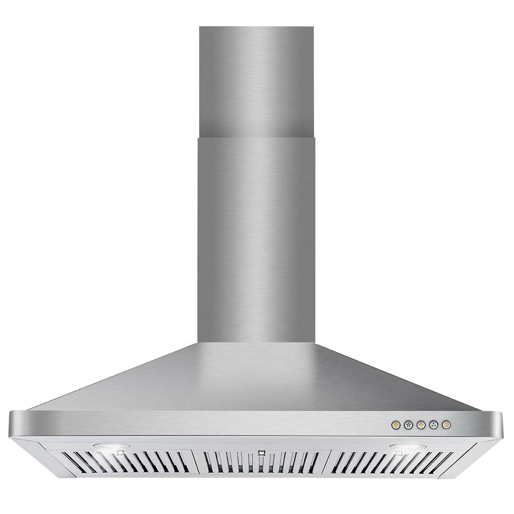 COSMO COS-63190 36 in. Vista Collection 380 CFM Ducted Wall Mount Range Hood, Button Controls, LED Lights, Stainless Steel product image