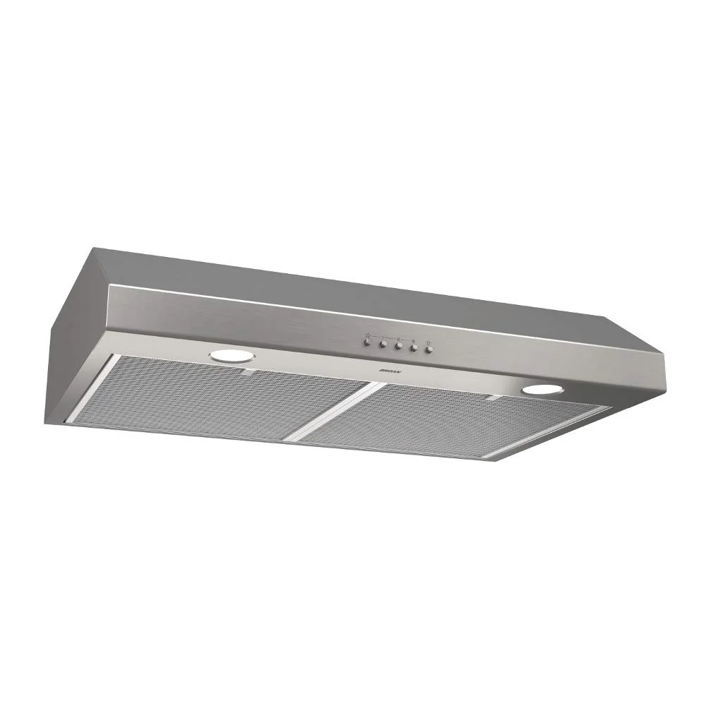Broan-NuTone BCSQ130SS Three-Speed Glacier Under-Cabinet Range Hood with LED Lights ADA Capable, 1.5 Sones, 375 Max Blower CFM, 30-Inch, Stainless Steel product image
