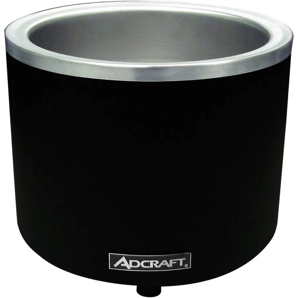 Adcraft FW-1200WR/B Countertop Soup Warmer with Thermostatic Controls, Food Cooker, Black Stainless Steel, 1200-Watts, 120v,7 quarts product image