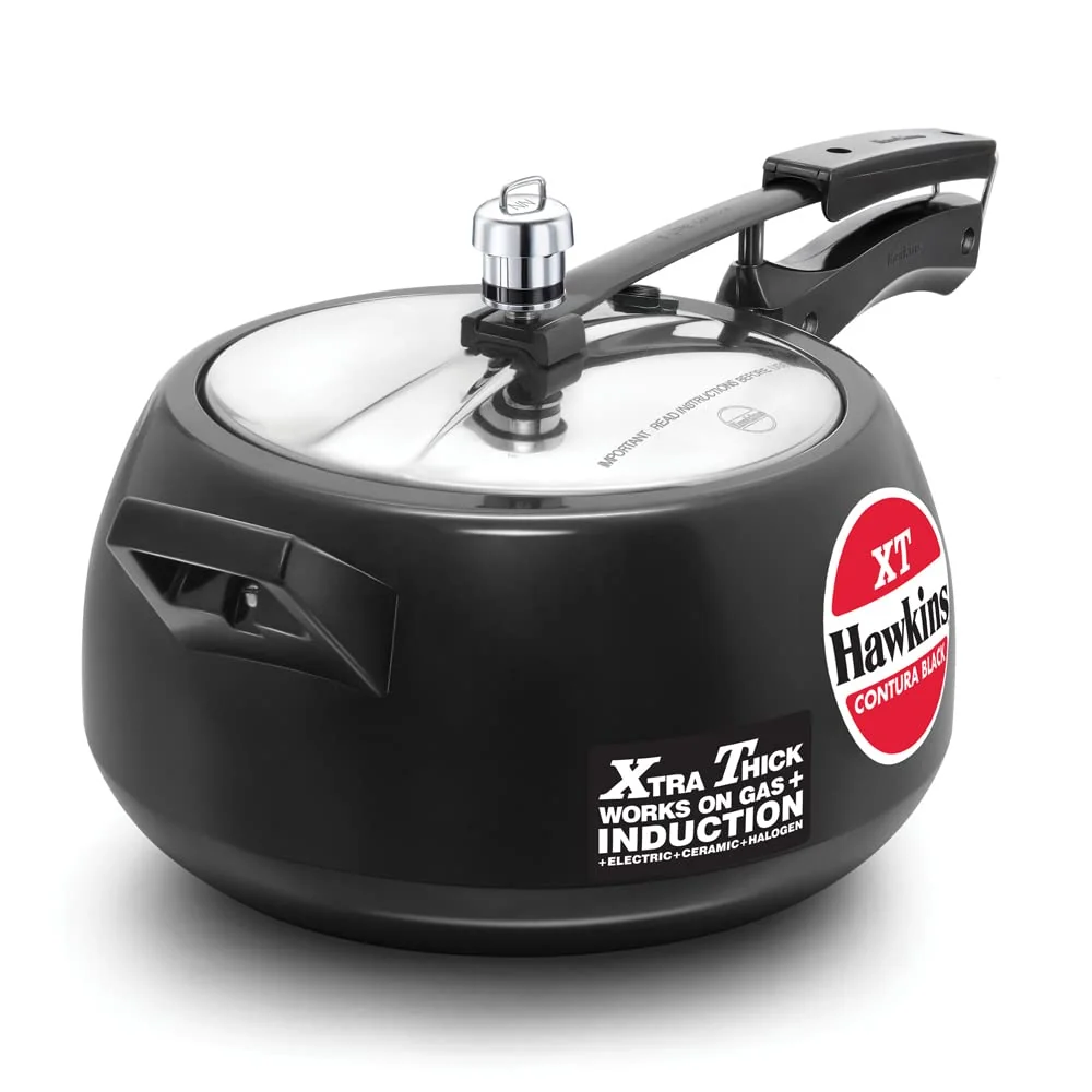 Hawkins Contura Hard Anodized Induction Compatible Extra Thick Base Pressure Cooker, Black, 5L product image