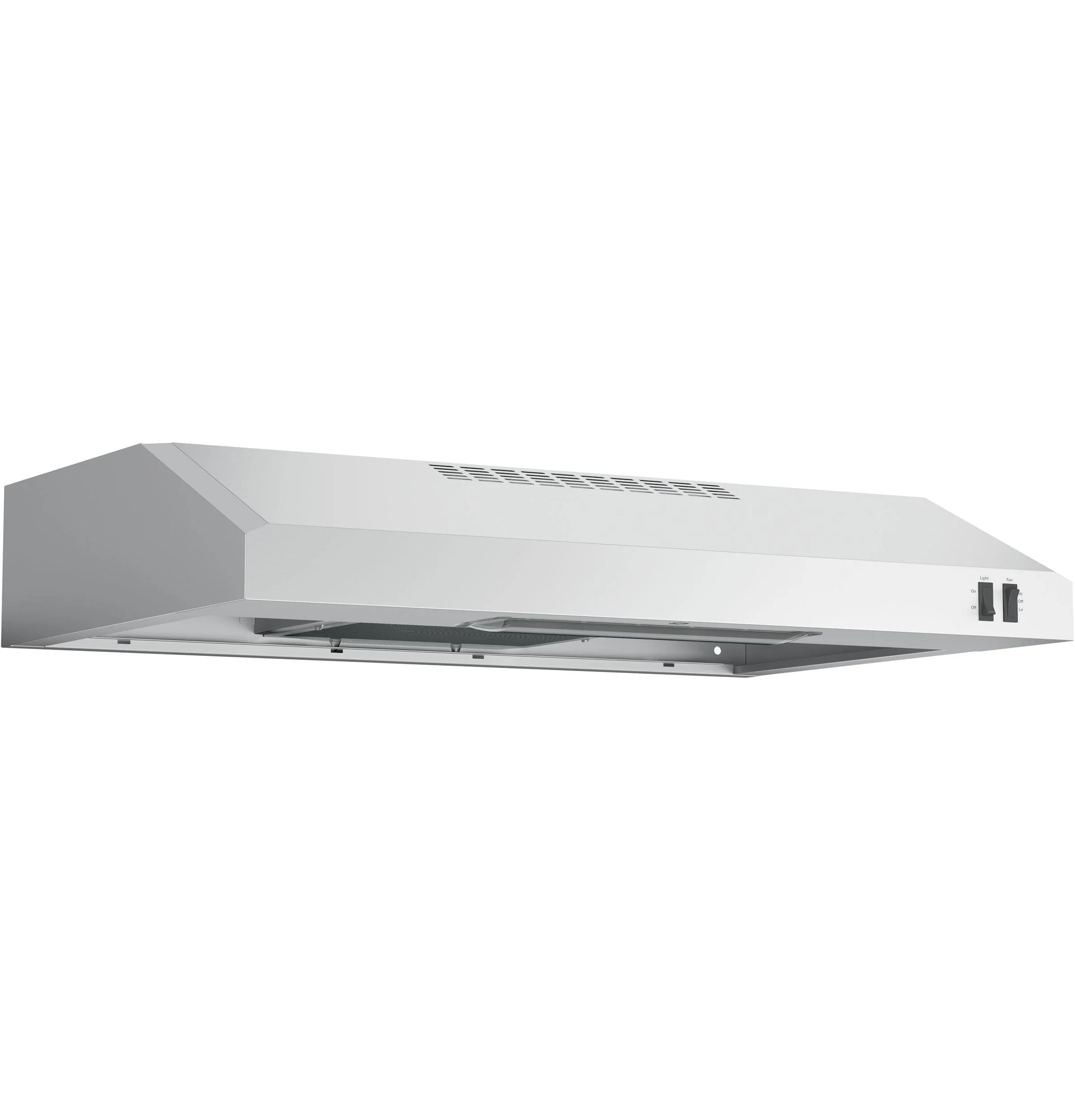 GE Under Cabinet Range Hood | 30 Inch Kitchen Exhaust Fan with 2 Speeds, Cooktop Lighting & Included Filter | Kitchen Essentials for Frequent Cooks | Top or Rear Exhaust Capability | 200 CFM | Steel product image