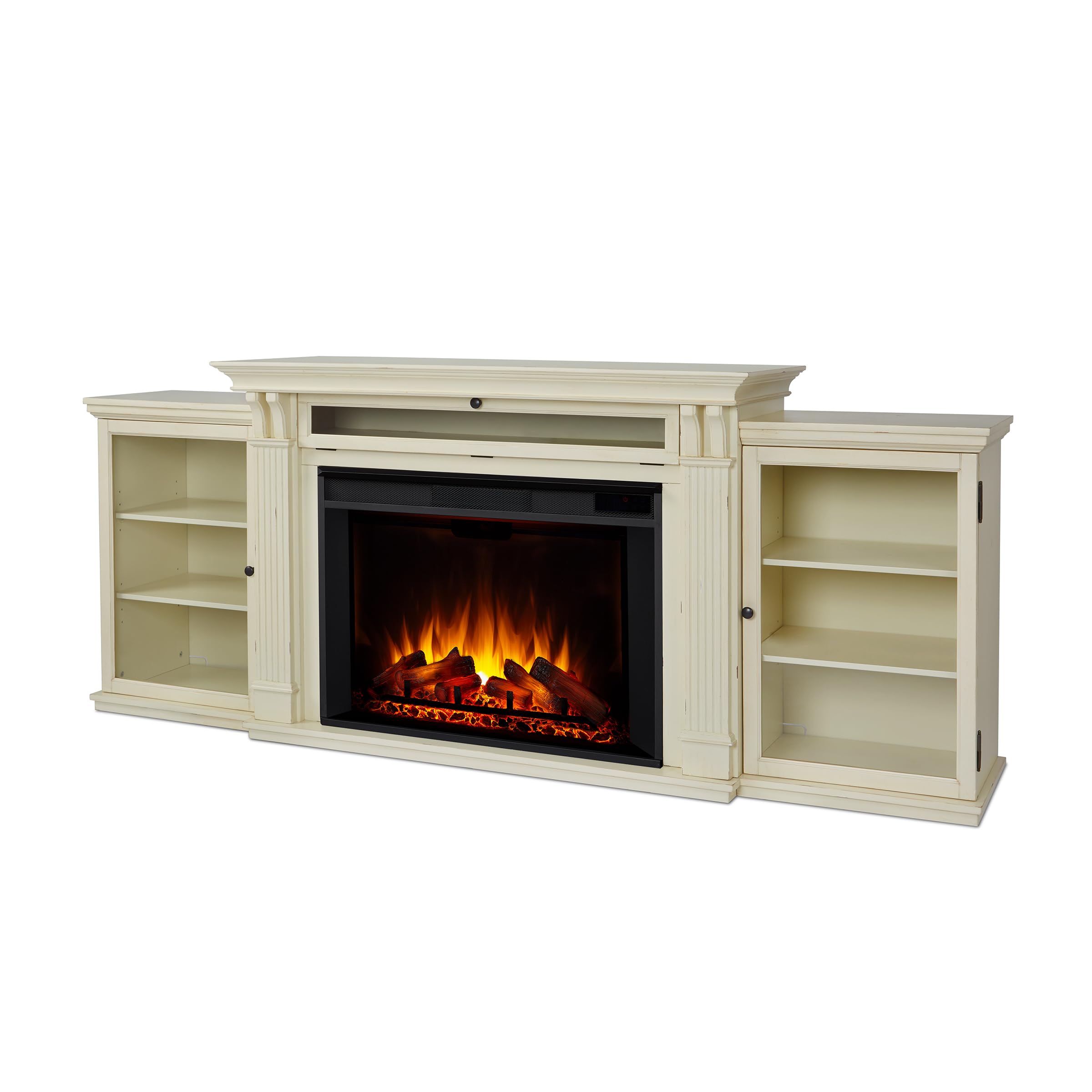 Real Flame Tracey 84" Grand Electric Fireplace TV Stand for TVs up to 80 inches, Entertainment Center with Adjustable Shelves and Storage, TV Stand for Living Room and Bedroom, Distressed White product image