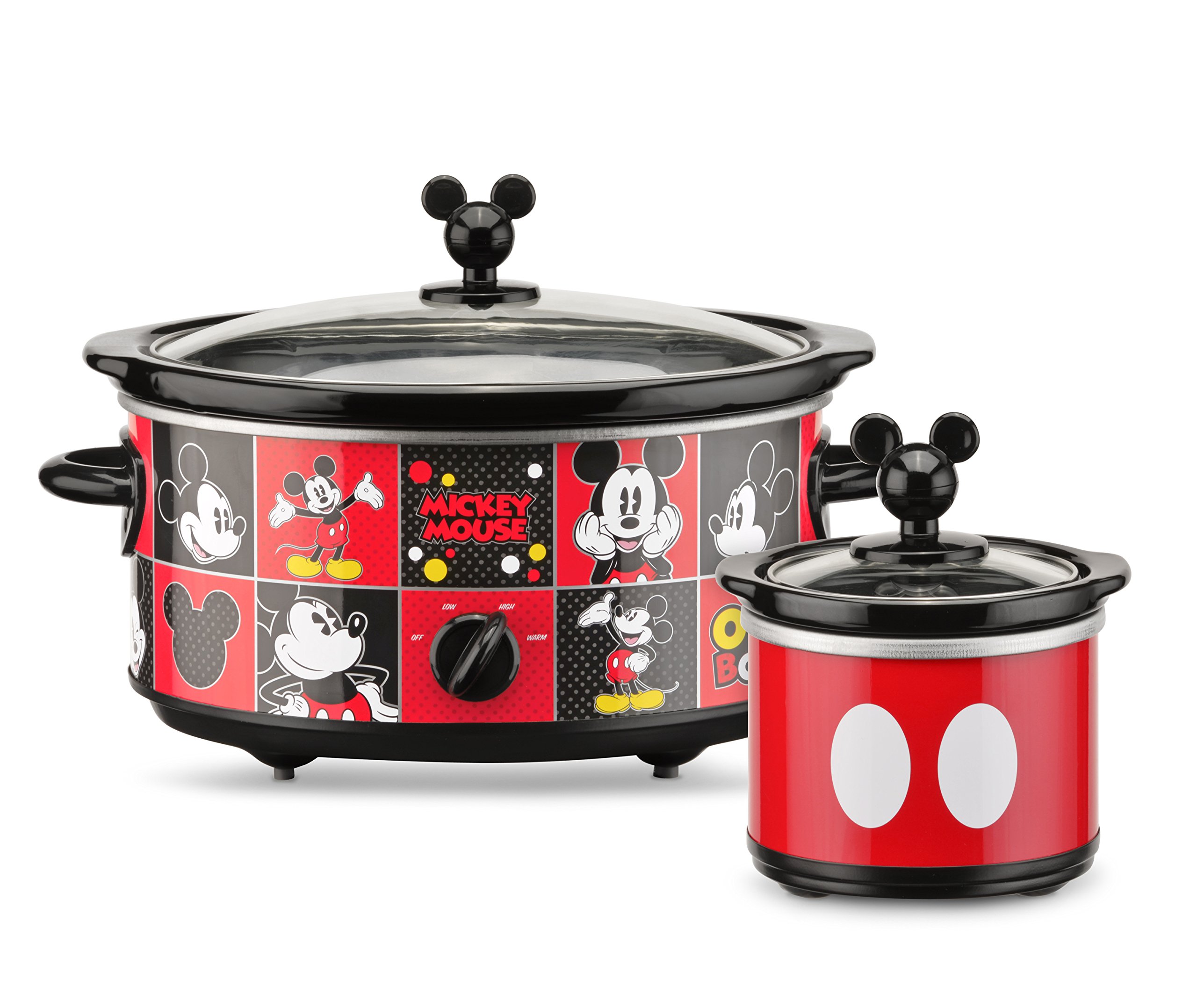 Disney Mickey Mouse 5-Quart Slow Cooker & 20 Ounce Dipper by Select Brands - Includes Glass Lids - Kitchen Essential Food Warmers - Large & Small Slow Cooker Set - For Serving and Entertaining product image