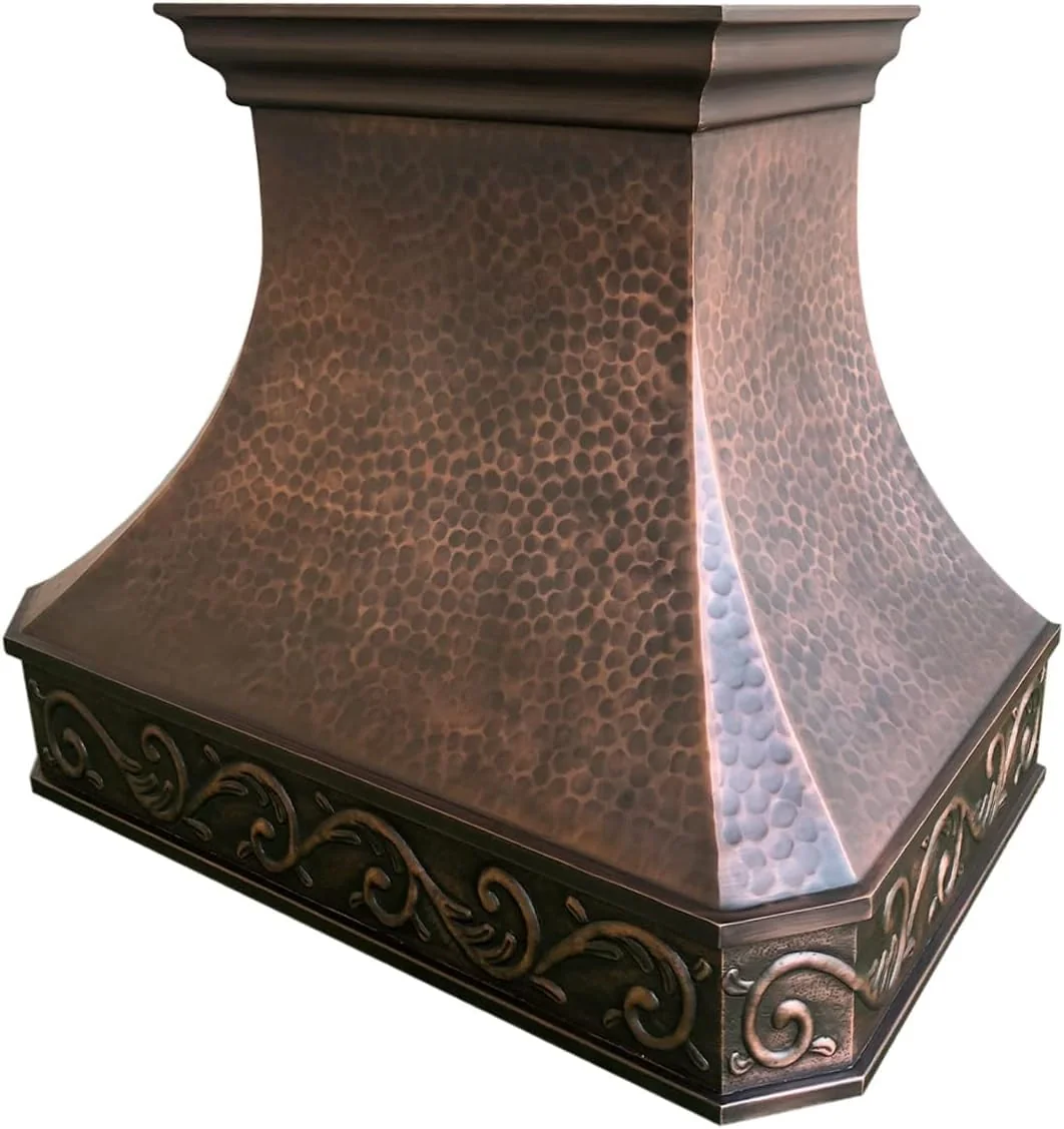 SINDA Custom Copper Range Hood Made from 99.9% Pure Virgin Copper with High CFM Vent, 36"W x 24"H Wall Mount, H3 362124L product image