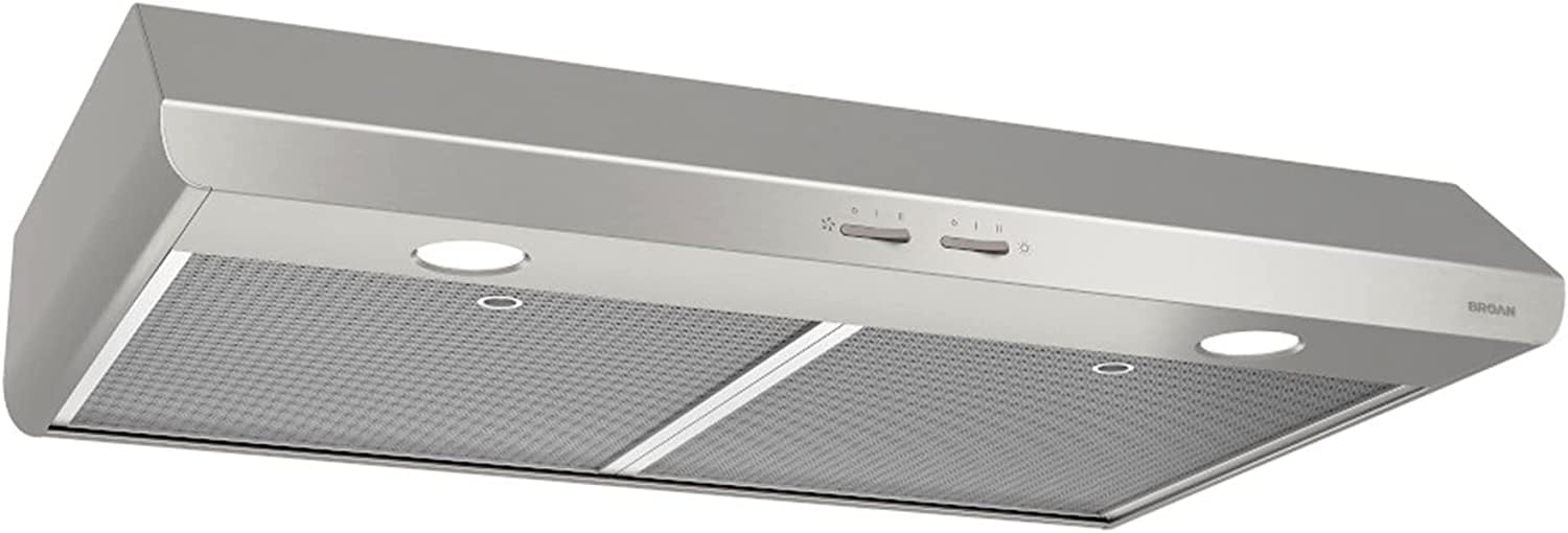 Broan-NuTone BKSH130SS Sahale 30-inch Under-Cabinet Easy Install 4-Way Convertible Range Hood with 2-Speed Exhaust Fan and Light, 300 Max Blower CFM, Stainless Steel product image