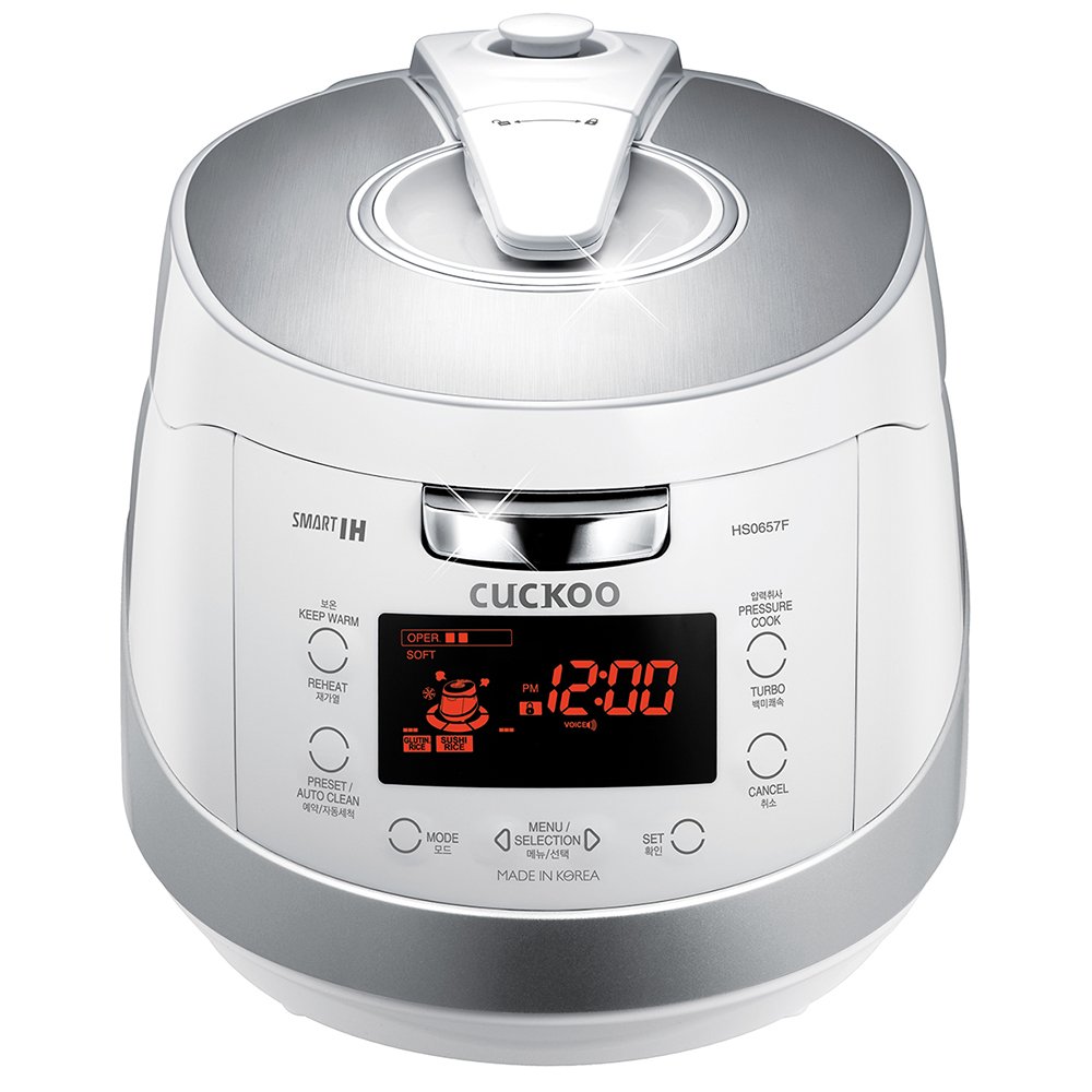 CUCKOO CRP-HS0657FW 6-Cup Uncooked 12-Cup Cooked Induction Heating Pressure Rice Cooker with Nonstick Inner Pot & 16 Menu Modes White/Silver, Made in Korea product image