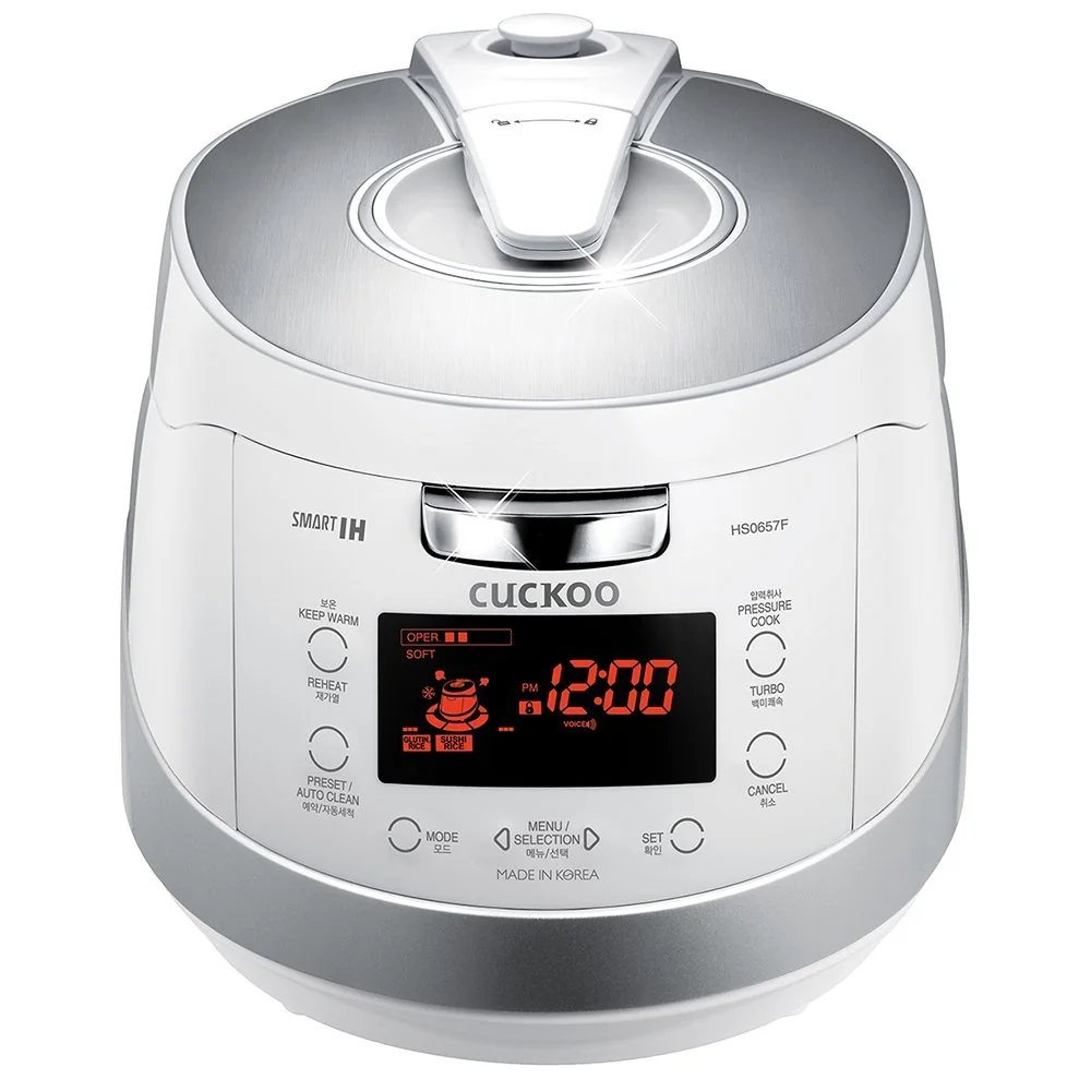 CUCKOO CRP-HS0657FW 6-Cup Uncooked 12-Cup Cooked Induction Heating Pressure Rice Cooker with Nonstick Inner Pot & 16 Menu Modes White/Silver, Made in Korea product image