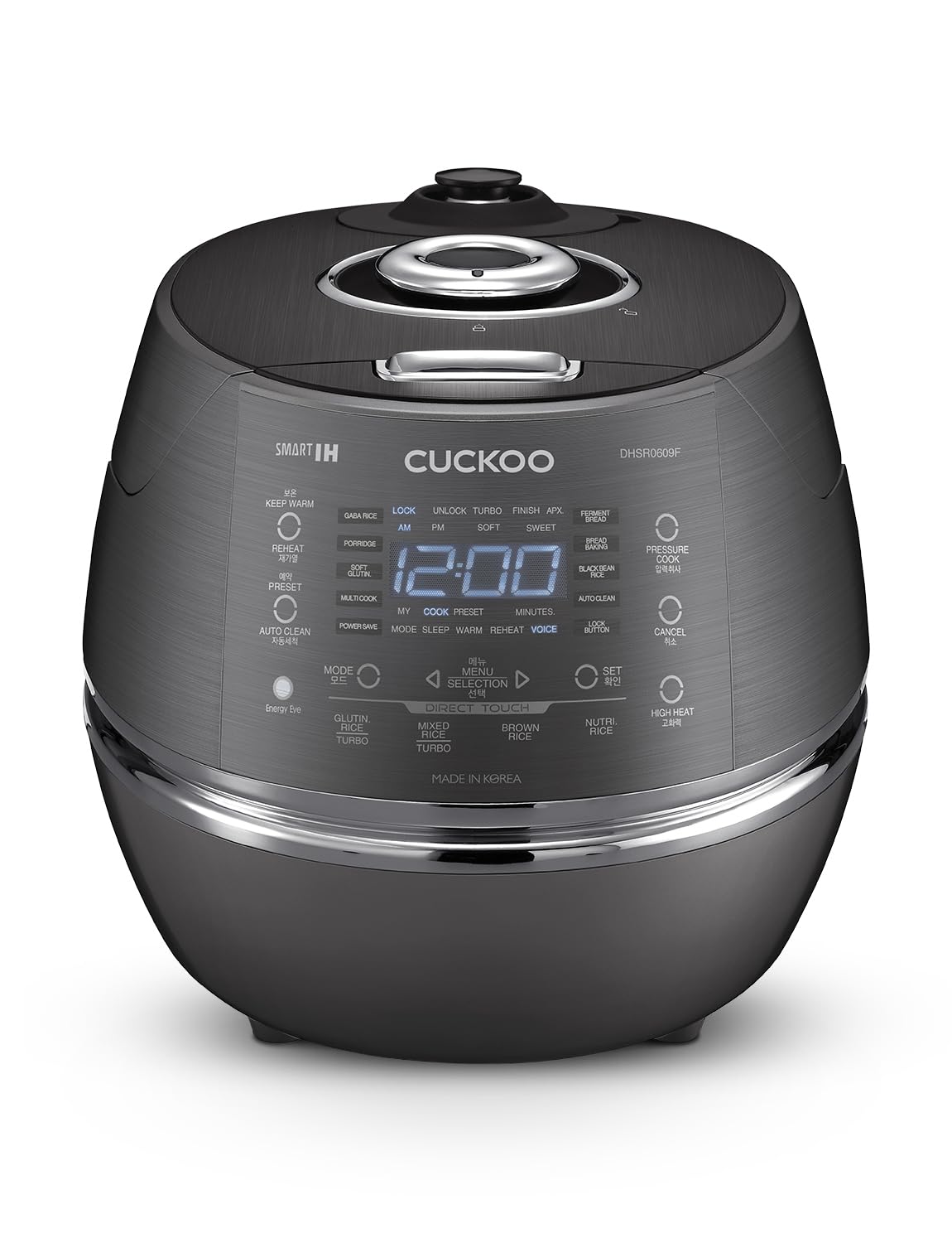 CUCKOO High Pressure Rice Cooker 6-Cup Uncooked / 12-Cup Cooked with Induction Heating Technology, Versatile Rice Maker with 13 Menu Options and Steam Plate, Voice Guide, Dark Gray CRP-DHSR0609FD product image