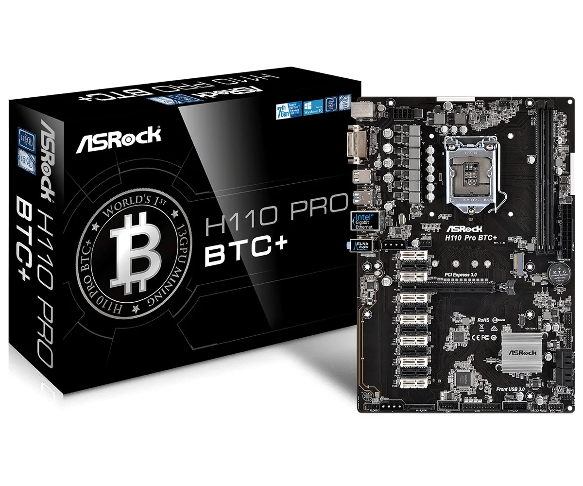 ASRock H110 Pro BTC+ 13GPU Mining Motherboard Cryptocurrency product image