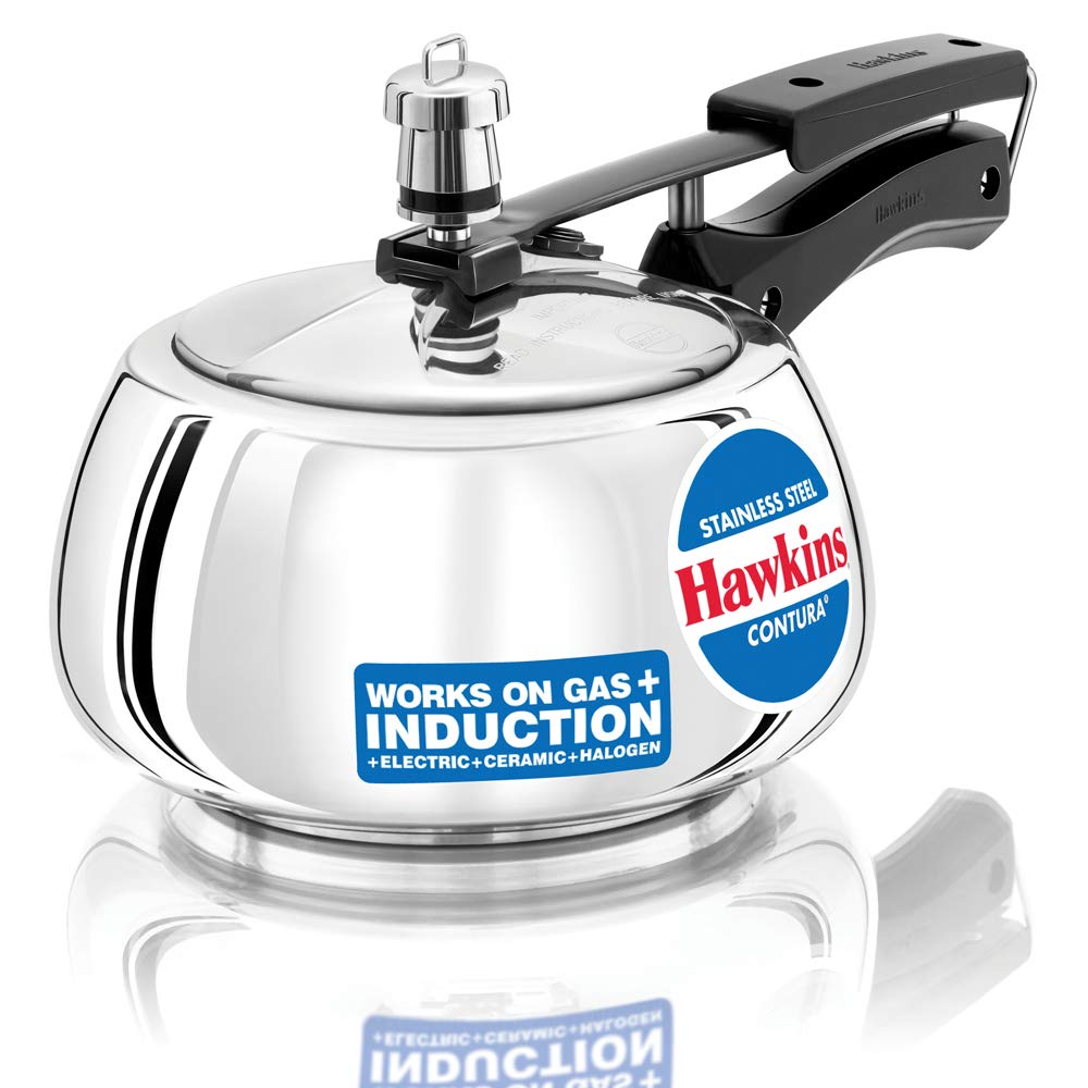 Hawkins Contura Pressure Cooker, Stainless Steel Inner Lid Cooker, Handi Cooker, Induction Cooker, Small Cooker, Silver SSC20 2 Litre product image