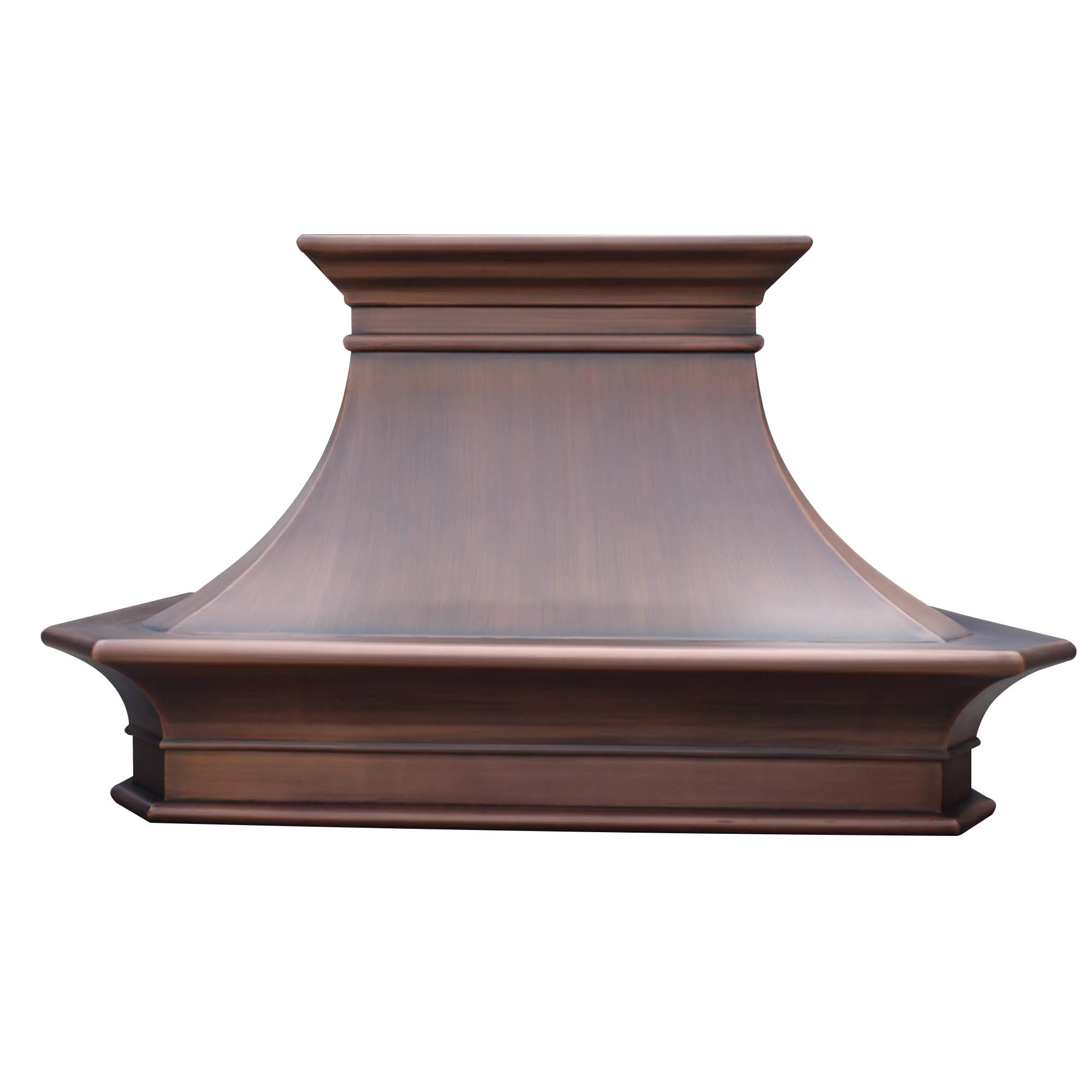 Solid Copper Custom Stove Range Hood Handcrafted By Skilled Artisans, Includes Commercial Grade High Airflow Stainless Steel Vent and Baffle Filter, Lighting, Fan Motor, Wall Mount 36in x 36in product image