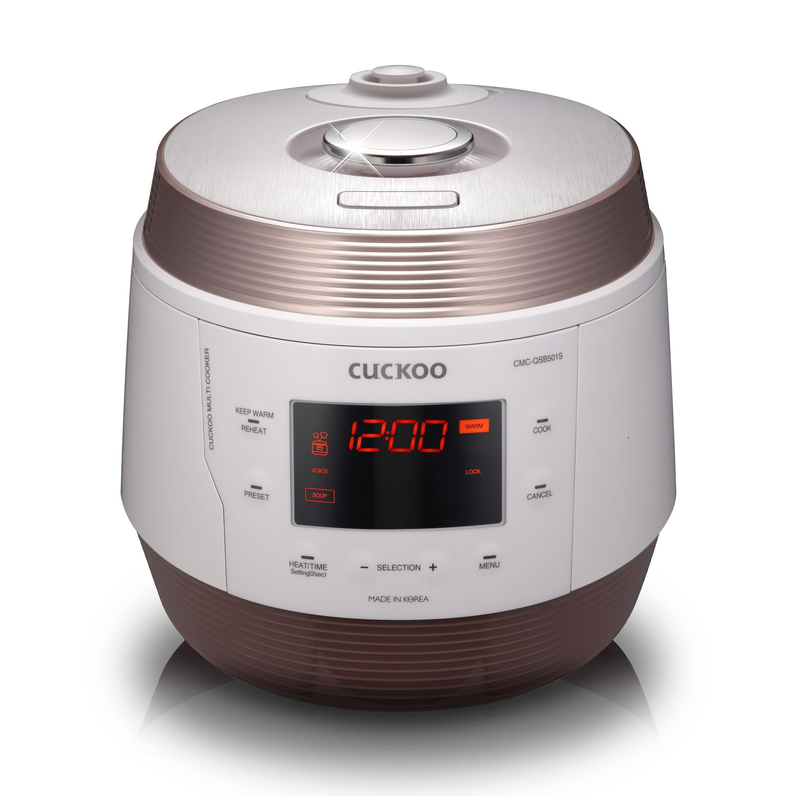 CUCKOO Electric Pressure Cooker 5QT, Versatile Slow Cooker with 10 Menu Options, High Pressure Food Steamer for Cooking, Instant Multicooker with Stainless Steel Non-Stick Inner Pot CMC-QSB501S product image