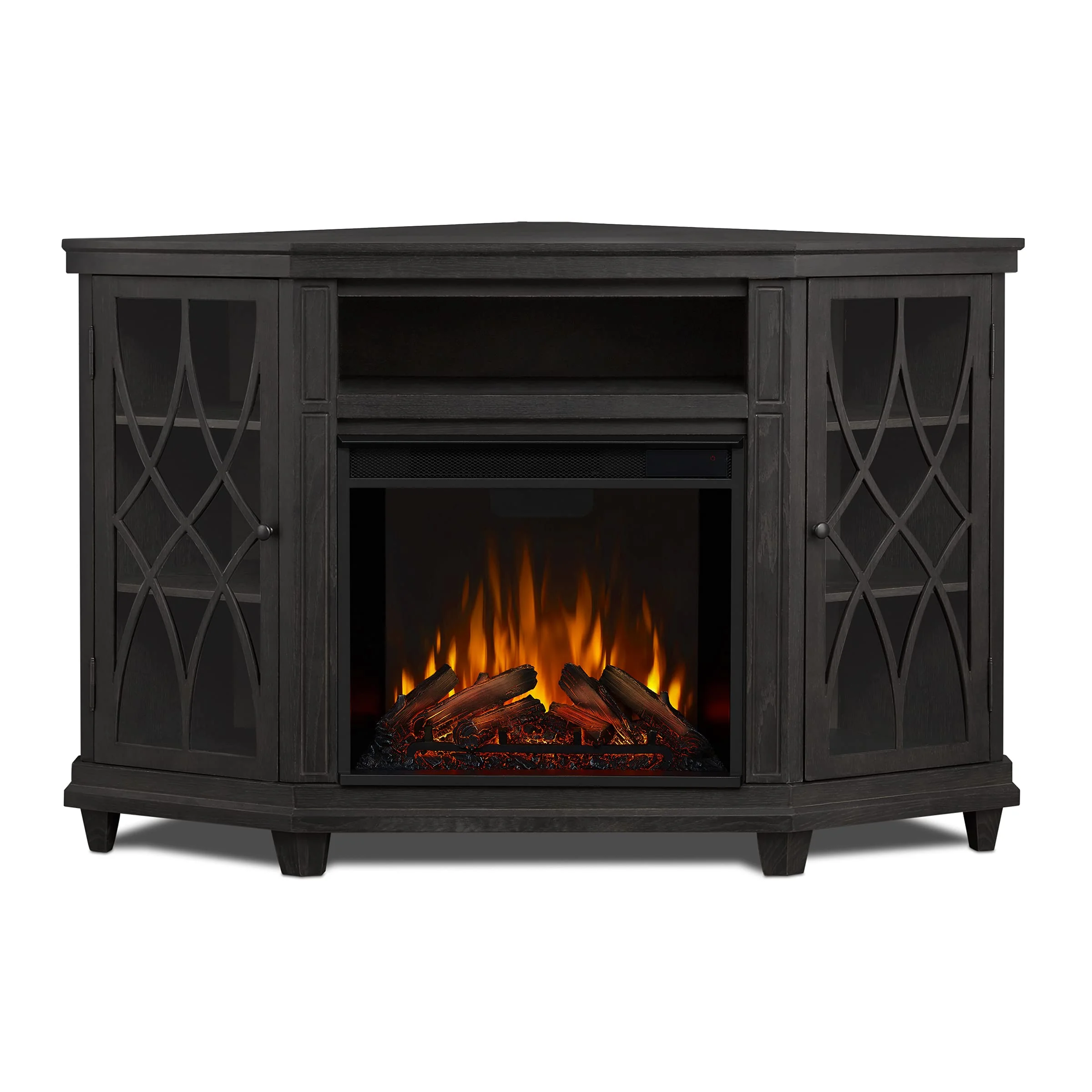 Real Flame Lynette Electric Fireplace TV Stand with Remote Control, Corner Unit, 1500 Watts, Grey 1750E-GRY product image