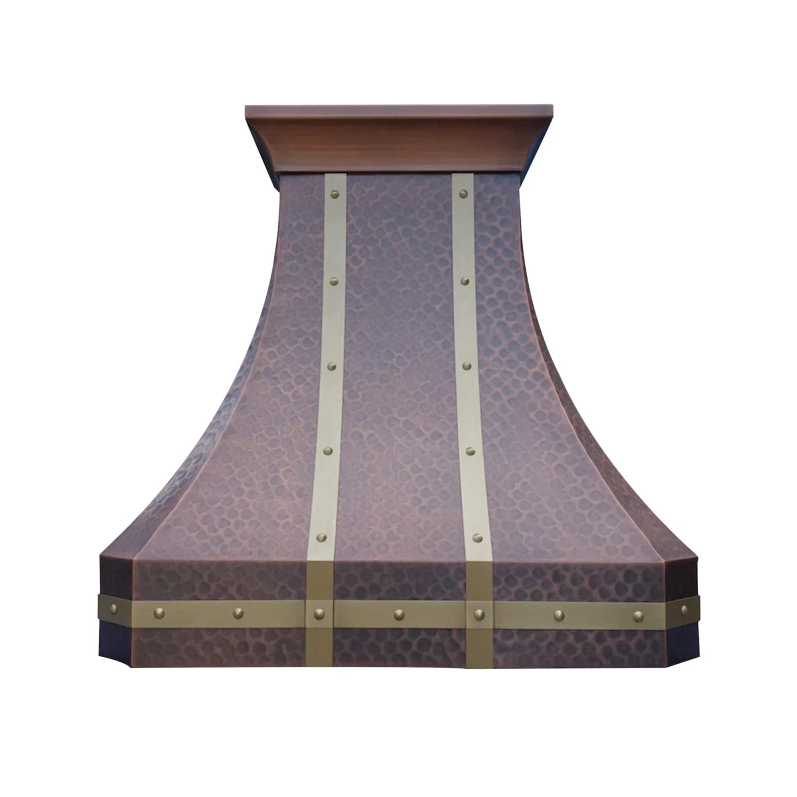 SINDA Handmade Copper Range Hood Cover with Commercial Grade Stainless Steel Vent, Inlcudes High CFM Fan Motor, Light and Baffle Filter, Elegant Design, 42"W x 48"H, Island Mount, H3LBSTI4248 product image