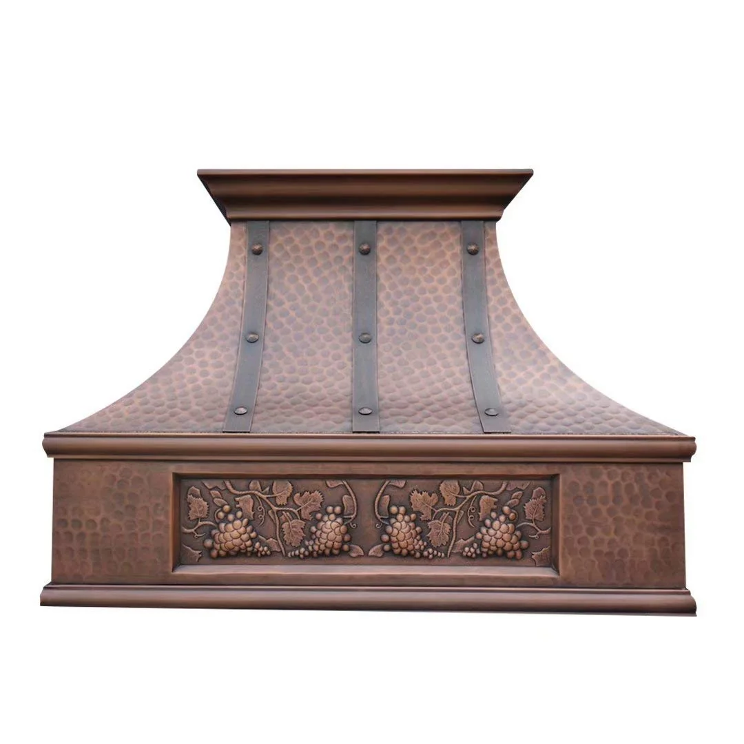 SINDA Light Hammered-Antique Copper Natural Beautiful Copper Stove Range Hood with Powerful Range Hood Inserts, 48"Wx27"H, Island Mount, H7LTRGRI4827 product image