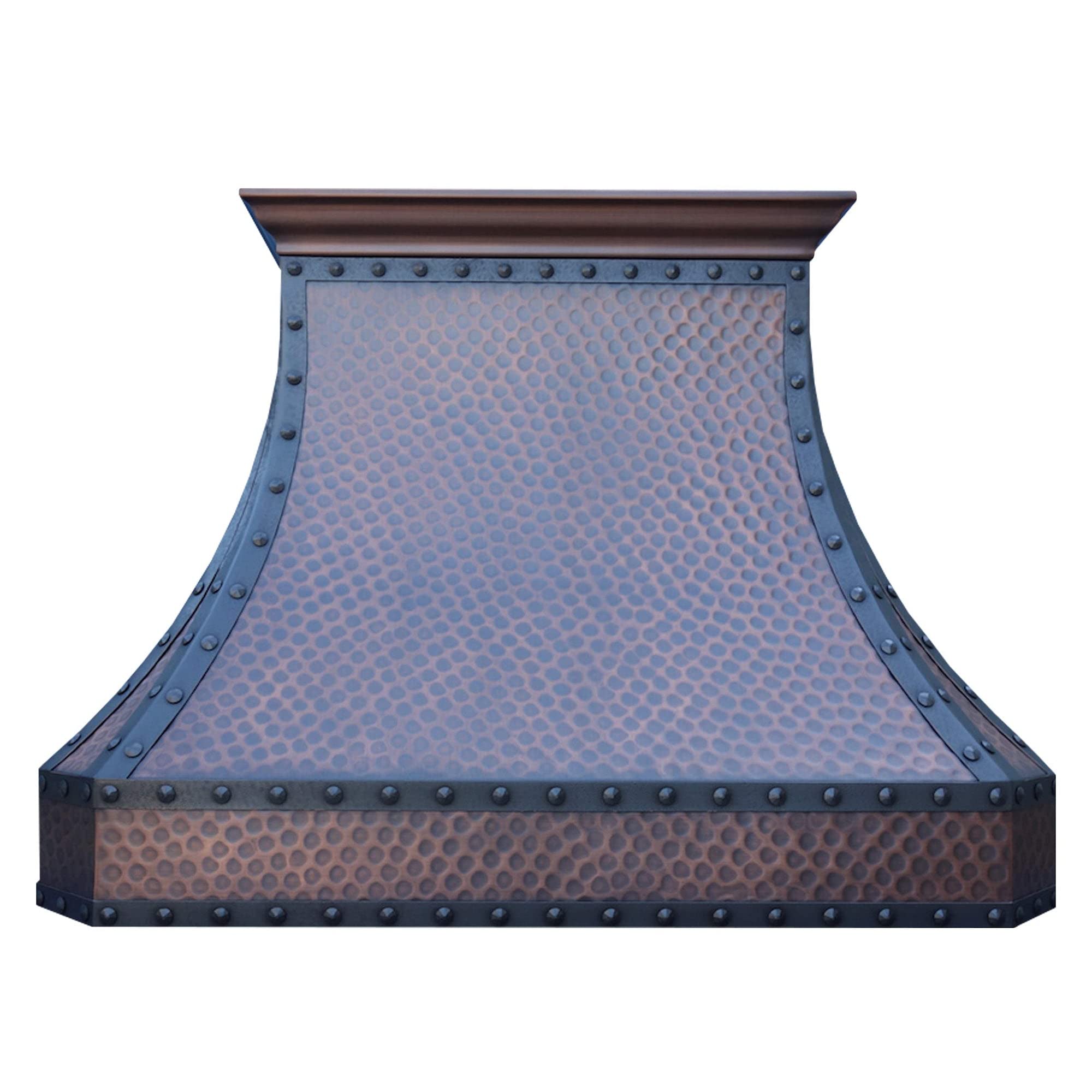 SINDA 36"Wx27"H Wall Mount Handmade Unique Copper Range Hood, Professional SUS304 Liner with Internal Motor and Baffle Filter, Easy Installation, Light Hammered-Antique Copper, H3LTRW3627 product image