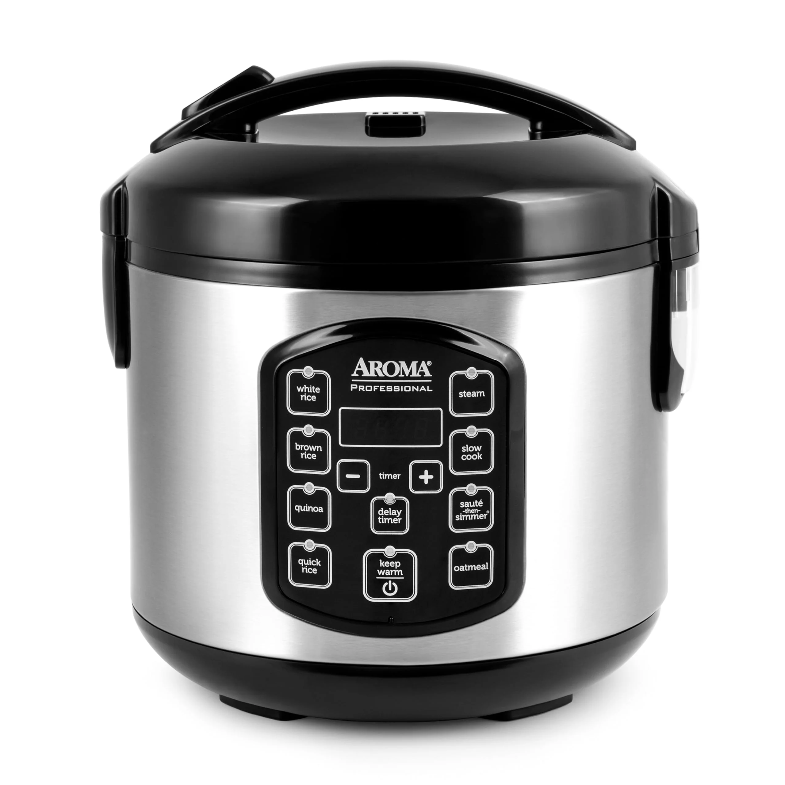 AROMA Professional Digital Rice Cooker, Multicooker, 4-Cup Uncooked / 8-Cup Cooked, Steamer, Slow Cooker, Oatmeal Cooker, STS, Auto Keep Warm, 2 Qt, Stainless Steel Exterior, ARC-954SBD product image