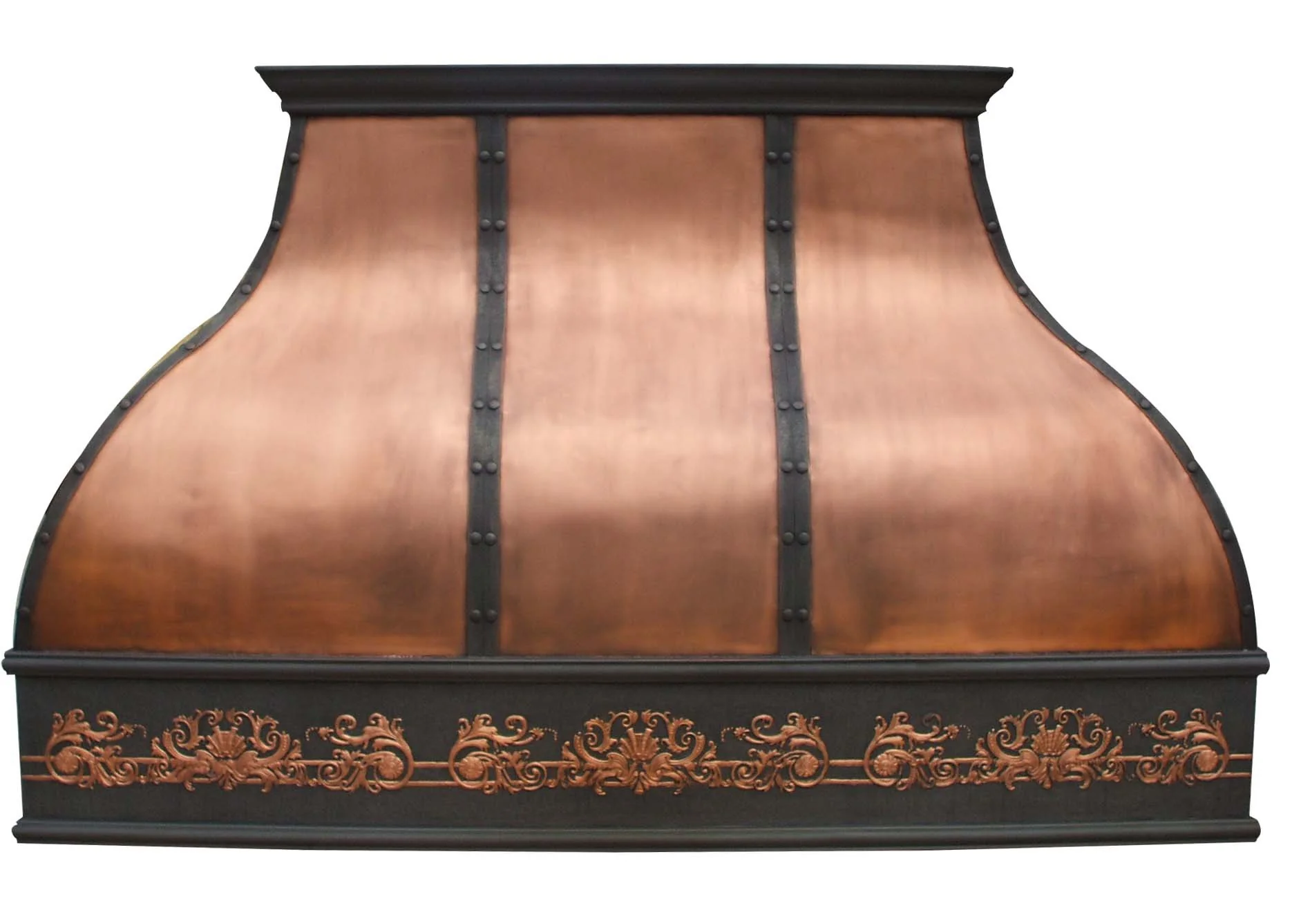 SINDA 48"Wx36"H Wall Mount, Handmade Copper Range Hood Cover with Commercial Grade Vent, Inlcudes Fan Motor, Light, and Baffle Filter, Elegant Design, Smooth-Natural Copper, H2SAOPEW4836 product image