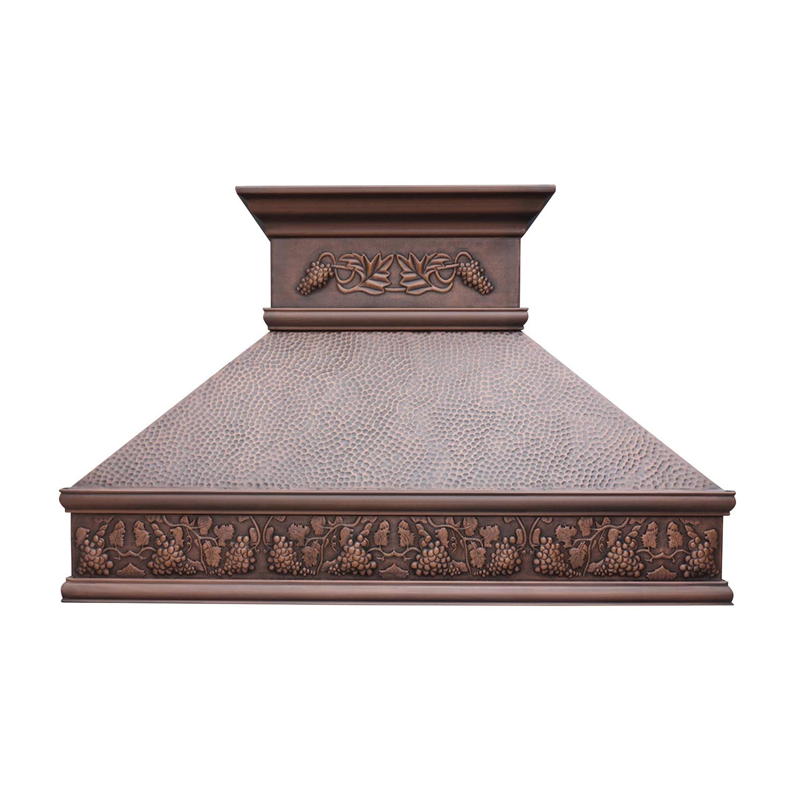 SINDA 16 Gauge Solid Copper Stove Range Handcrafted by Craftsmen, Includes Commercial Grade Hood Vent, Lighting, Fan Motor and Baffle Filter, High CFM, 48"W x 30"H, Island Mount, H10BAI4830 product image