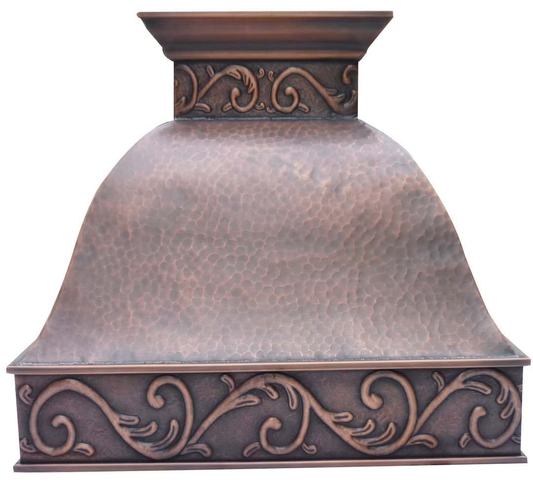 SINDA Solid Copper Custom Stove Range Hood Handcrafted By Skilled Artisans,Includes Commercial Grade High Airflow Stainless Steel Vent and Baffle Filter, Lighting, Fan Motor, Wall Mount 36in x 36in product image
