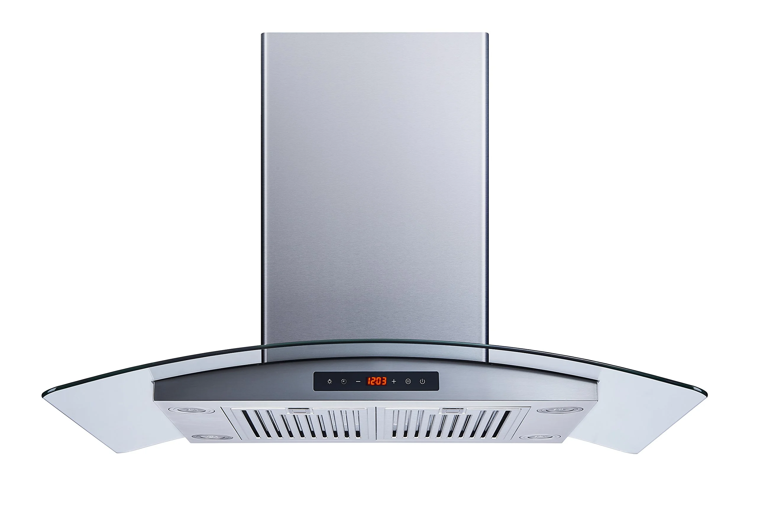 Winflo 36 In. 600 CFM Convertible Stainless Steel Glass Island Range Hood with Stainless Steel Baffle Filters and Touch Sensor Control product image