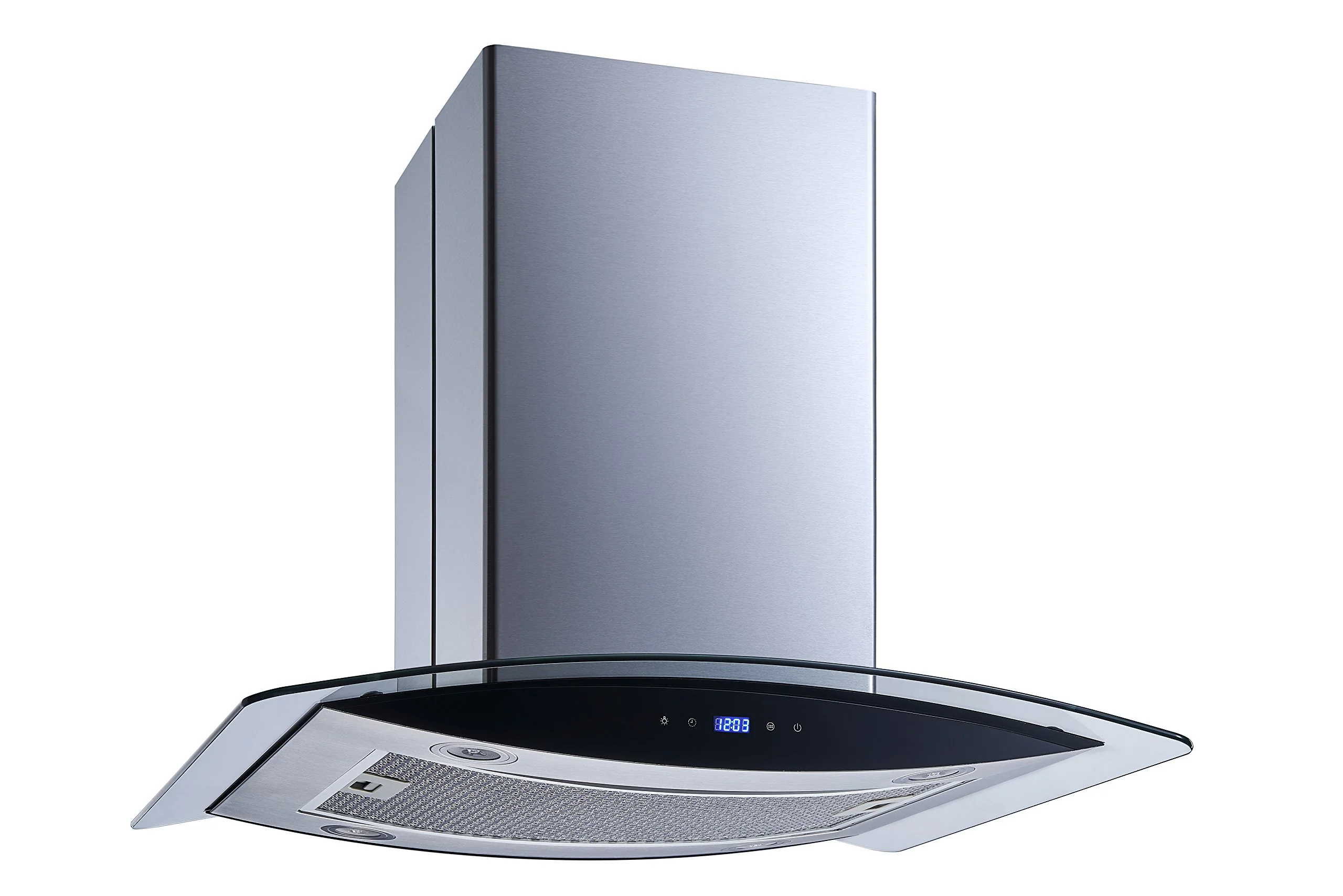 Winflo 30 In. 600 CFM Convertible Stainless Steel Glass Island Range Hood with Mesh Filter and Touch Sensor Control product image