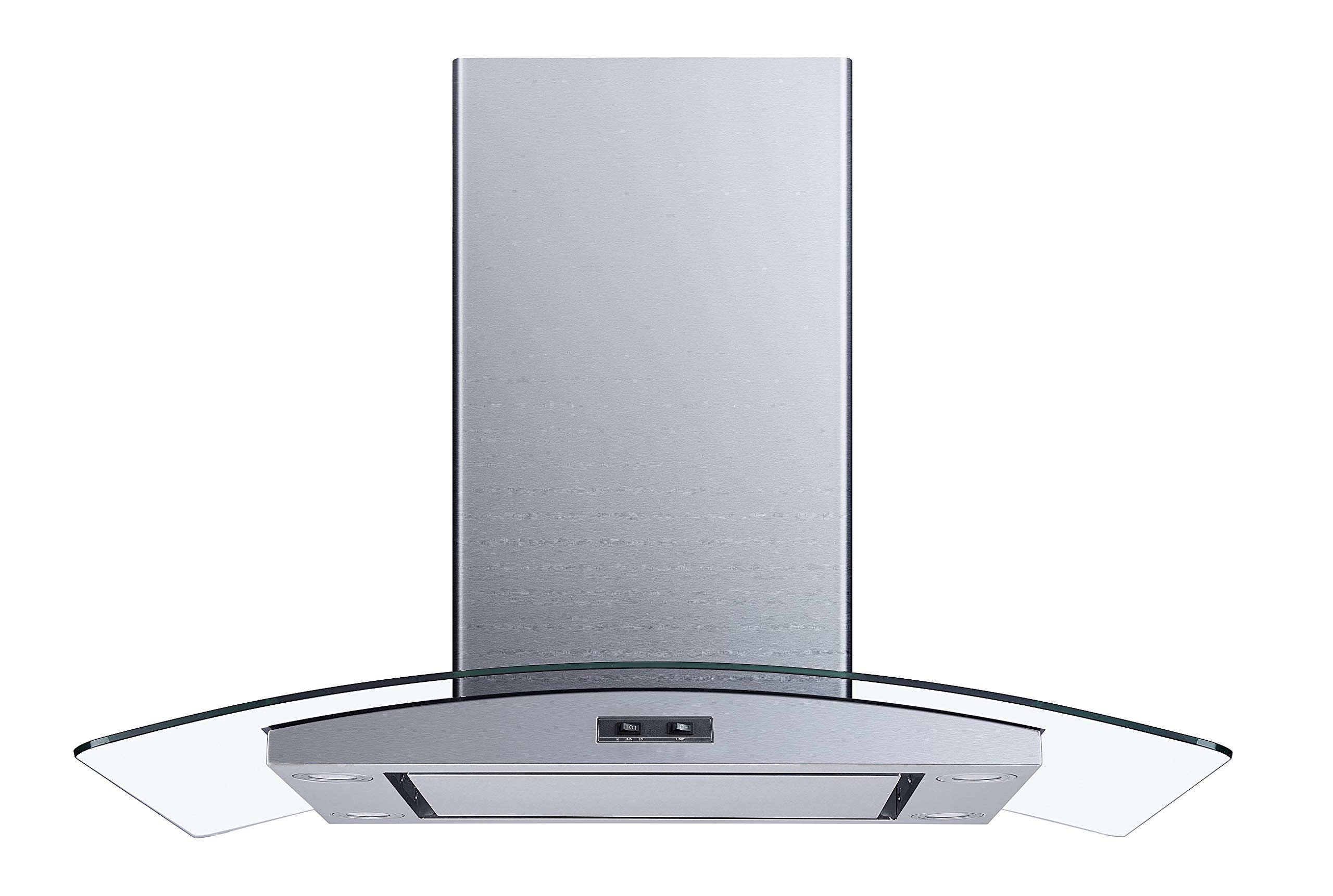 Winflo 36 In. Convertible Stainless Steel/Glass Wall Mount Range Hood with Mesh Filter and Stainless Steel Panel product image