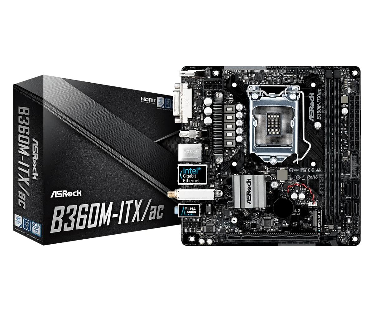 ASRock B360M-ITX/AC LGA1151/Intel B360/DDR4/SATA3&USB3.1/M.2/Wi-Fi/GbE/Mini-ITX Motherboard product image