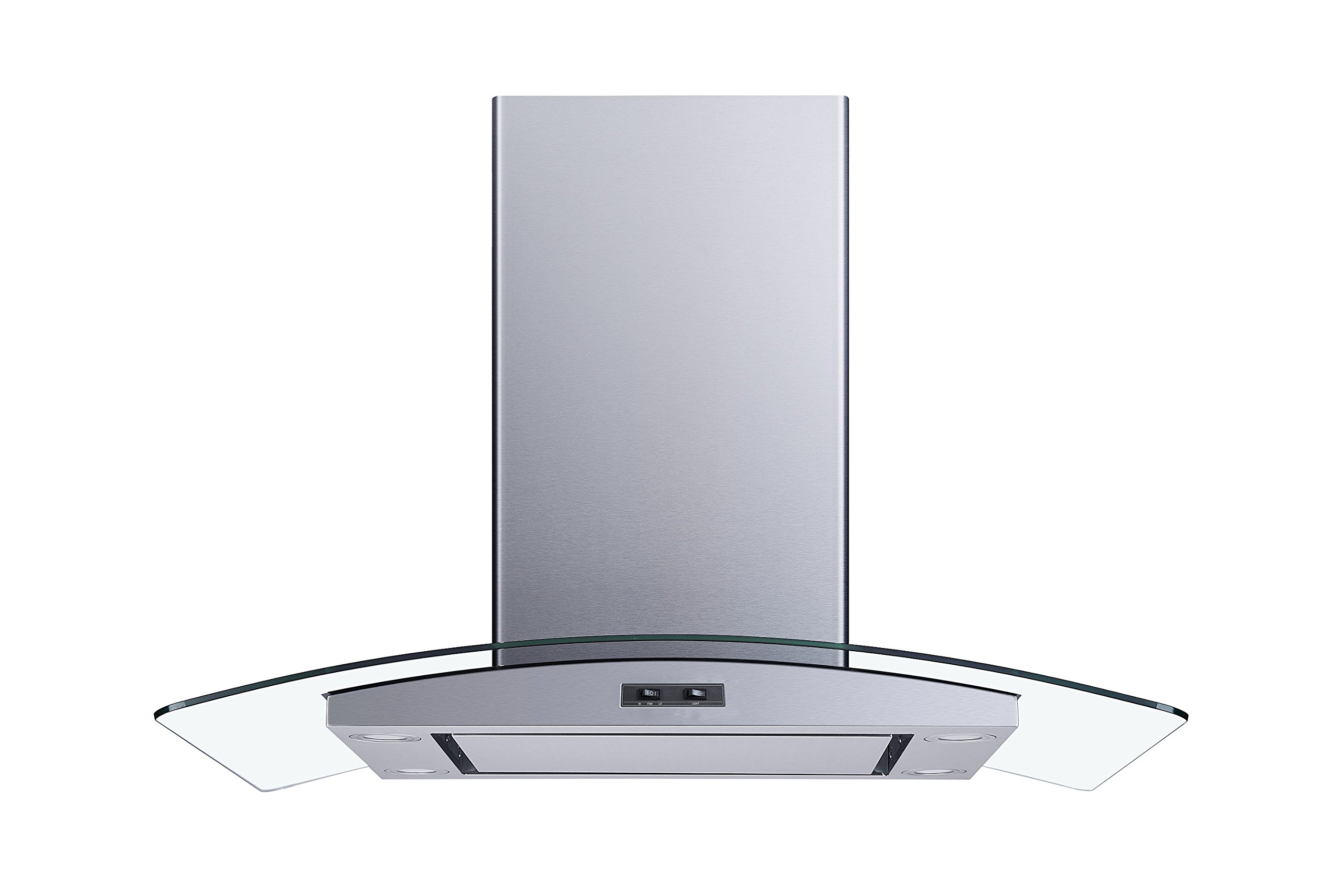 Winflo 36 In. Convertible Stainless Steel Glass Island Range Hood with Mesh Filter and Stainless Steel Panel product image