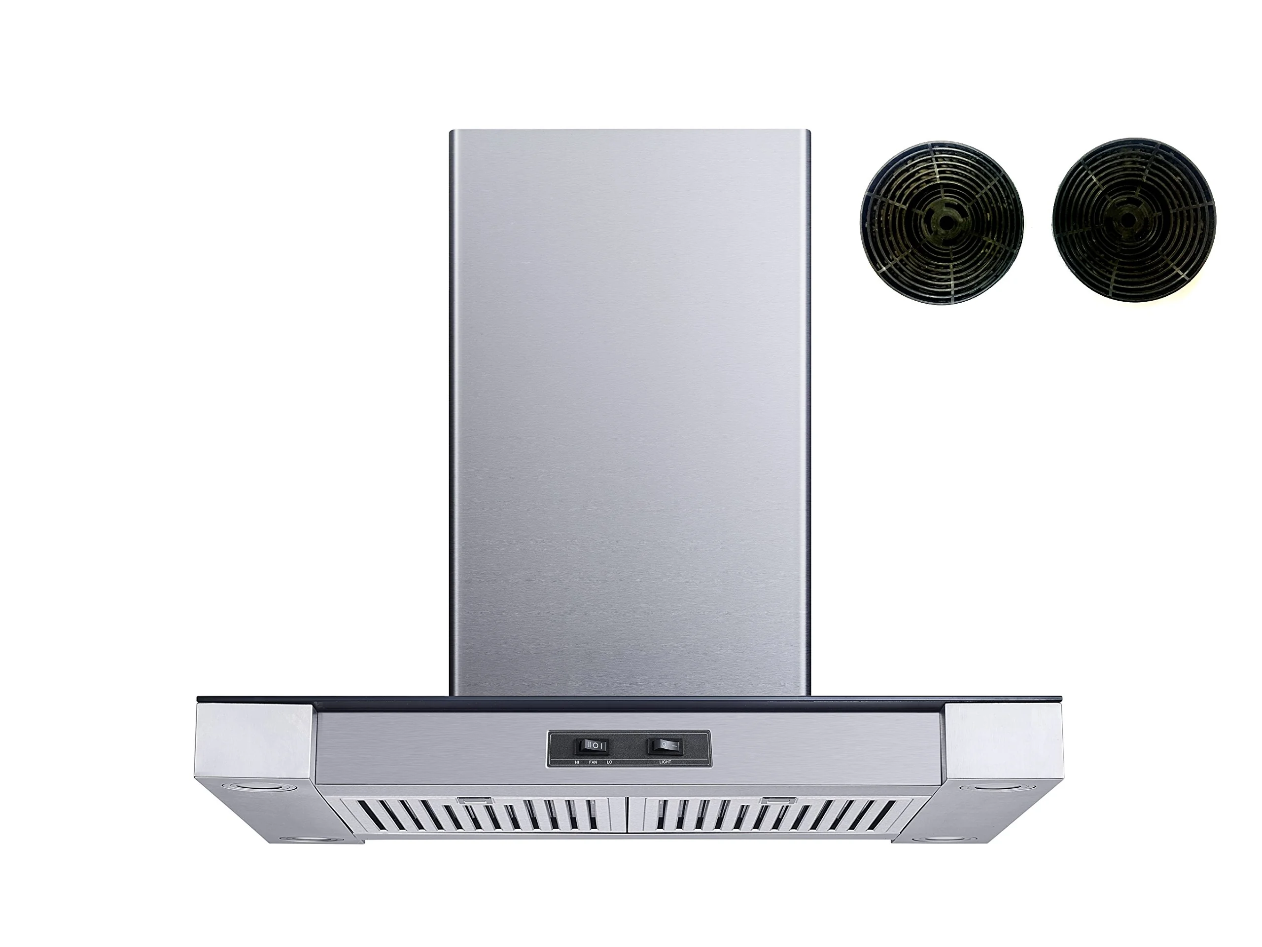 Winflo 30 In. Convertible Stainless Steel Glass Island Range Hood with Stainless Steel Baffle Filters and Charcoal Filters product image