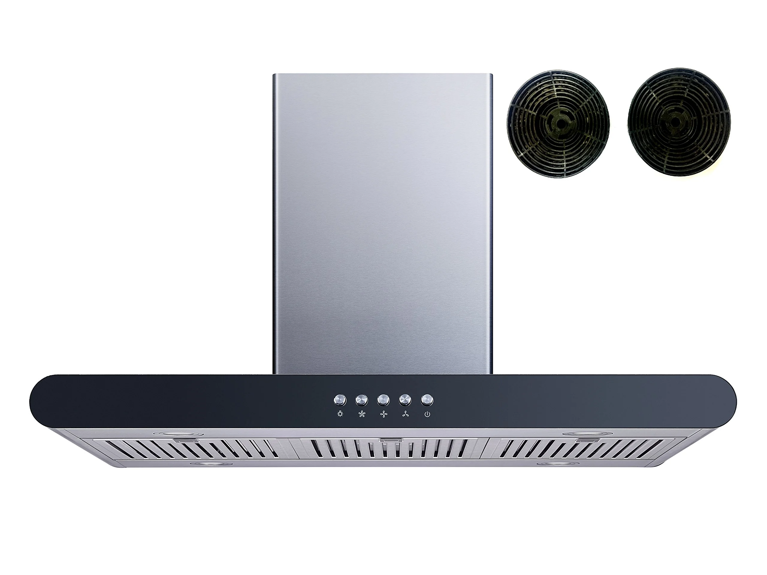 Winflo 36 In. Convertible Stainless Steel Island Range Hood with Stainless Steel Baffle Filters, Charcoal Filters and Push Button Control product image