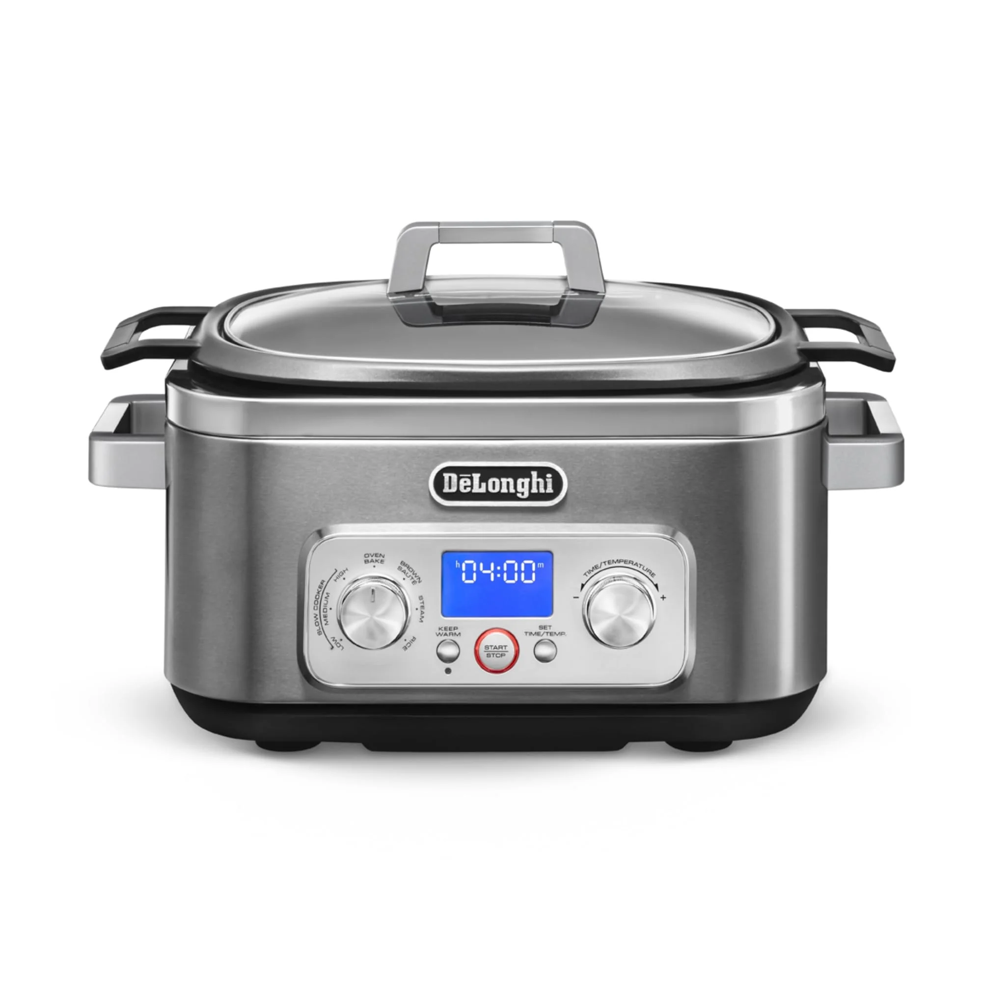 DeLonghi Livenza Multi-Cooker, Stainless Steel - 6 qt - Crock Pot Slow Cooker - 24-Hour Programmability & Seven Modes - Includes Non-Stick Dishwasher-Safe Pot, Steam Rack & Glass Lid product image