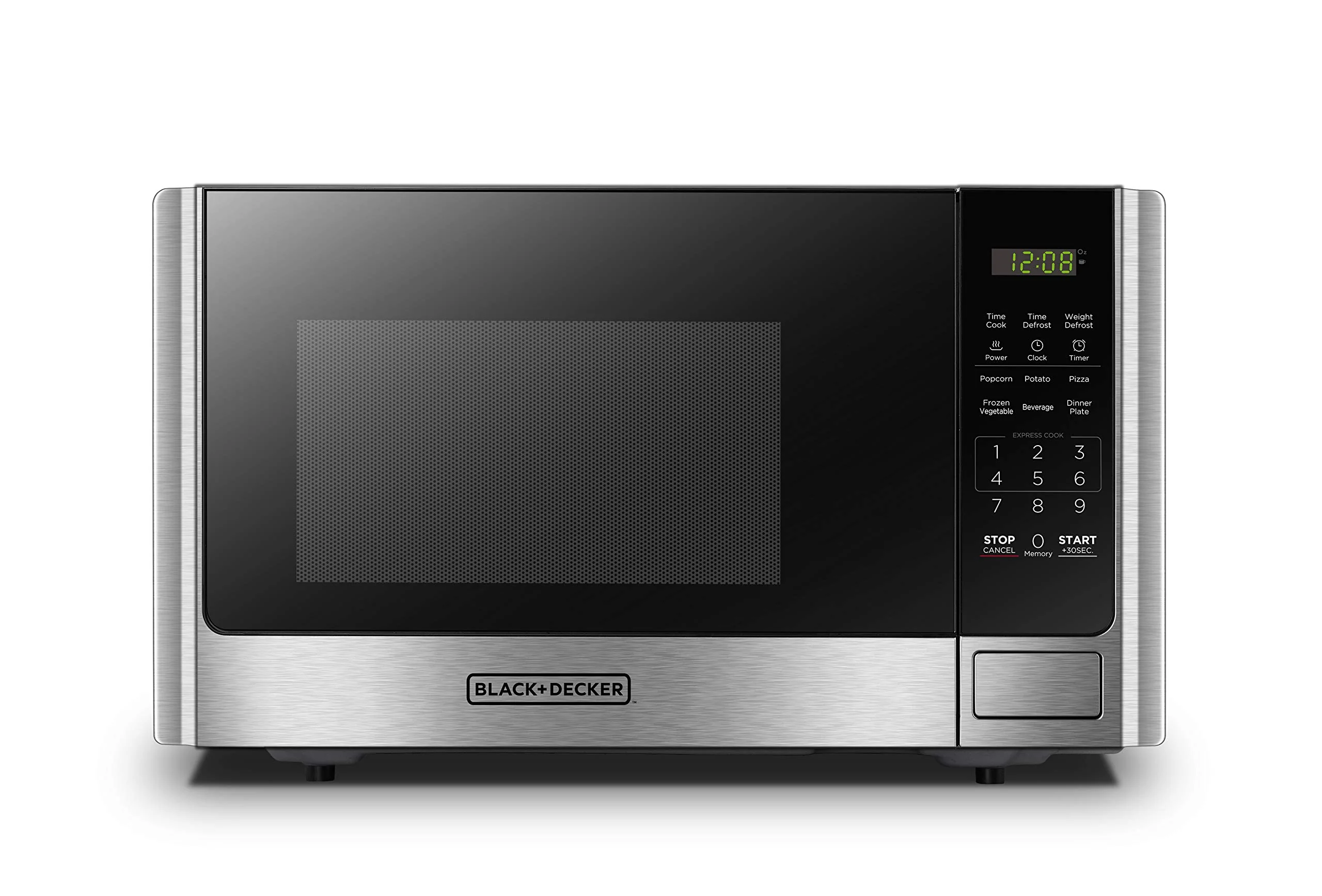BLACK+DECKER Digital Microwave Oven with Turntable Push-Button Door, Child Safety Lock, Stainless Steel, 0.9 Cu Ft product image